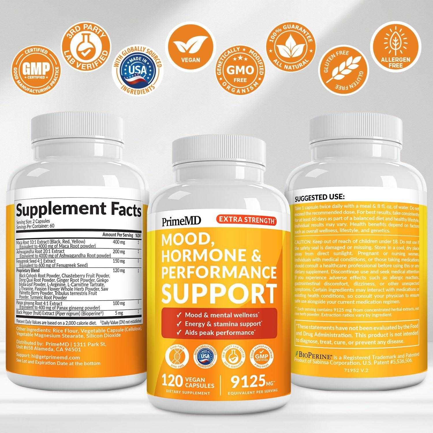 Cápsulas de Maca Peruana 19 en 1 PrimeMD - 9125 mg (120 ct)