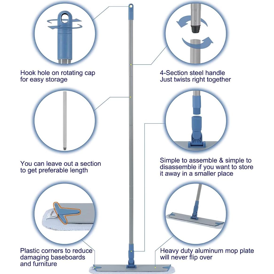 Mopa de Microfibra JOYHAA 45.72 cm con Almohadillas Lavables