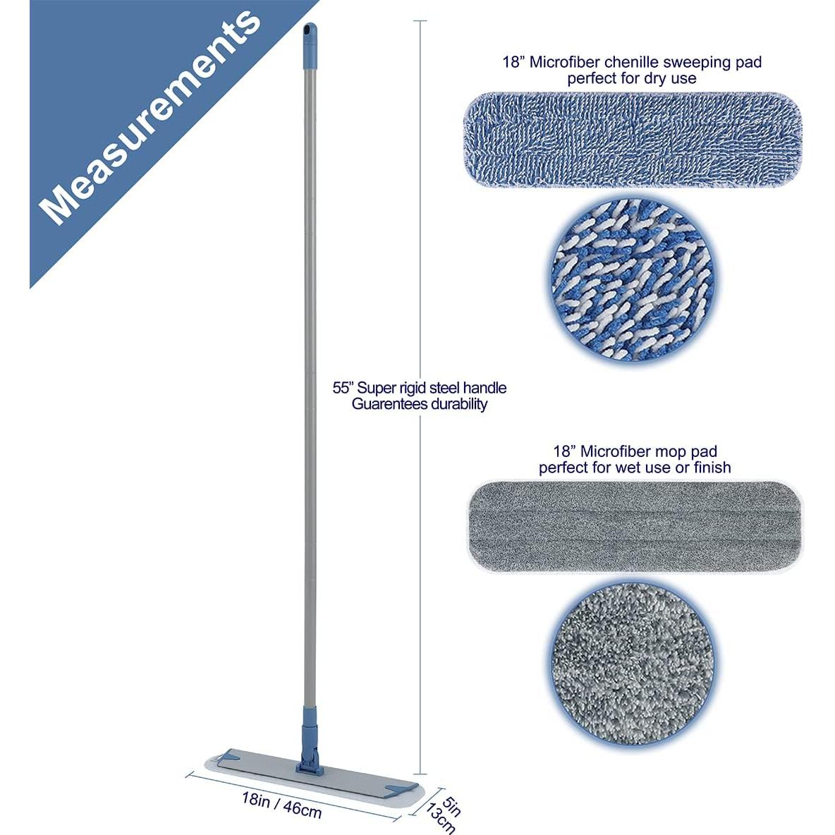 Mopa de Microfibra JOYHAA 45.72 cm con Almohadillas Lavables