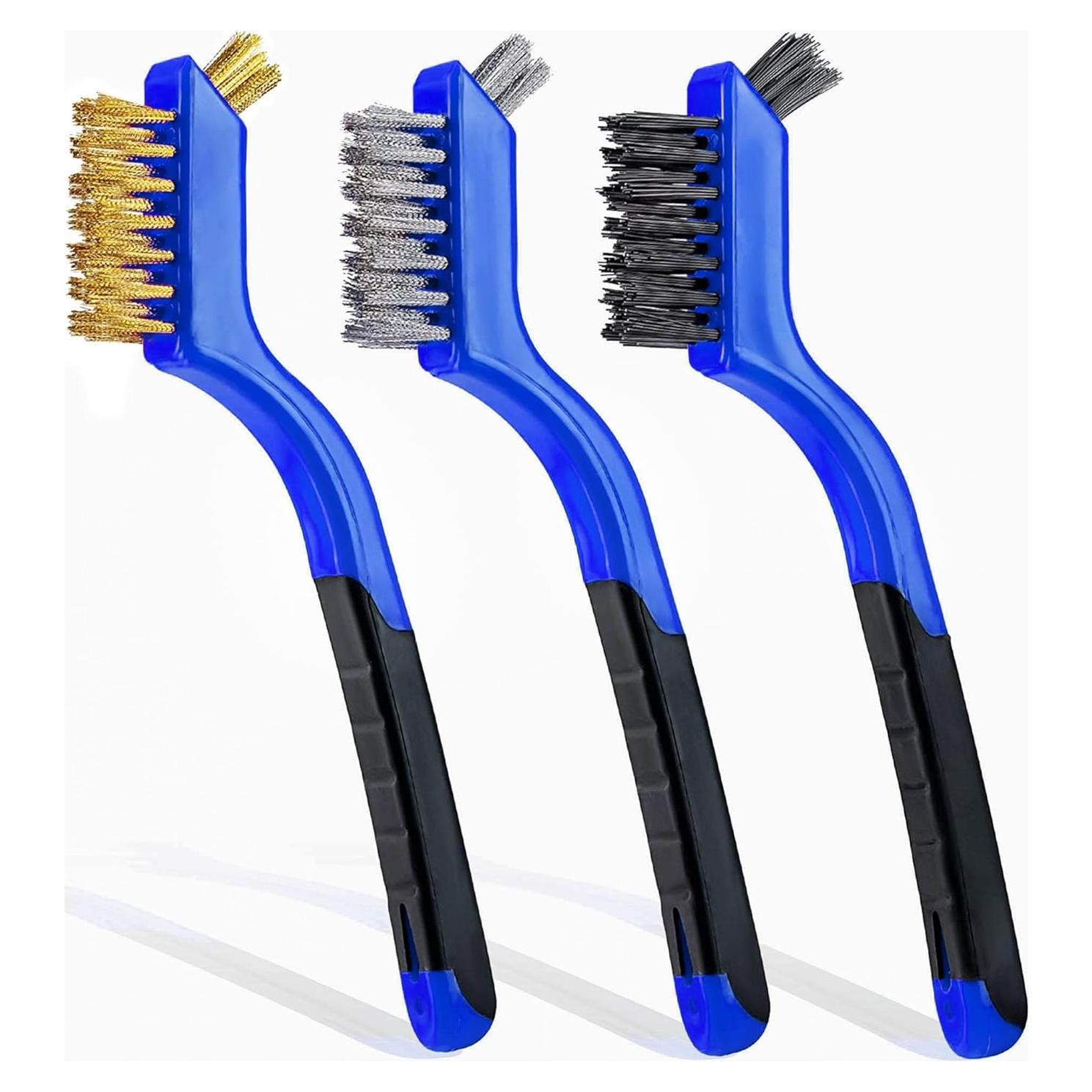 Juego de Cepillos de Alambre 3 Piezas Lavaxon - Nylon, Latón, Acero Inoxidable