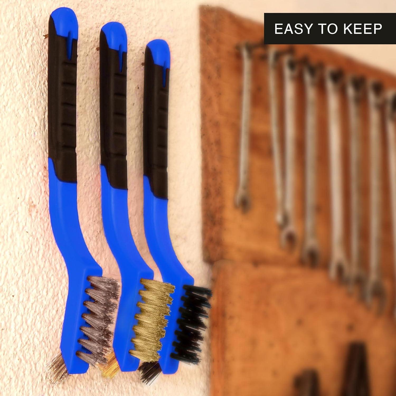 Juego de Cepillos de Alambre 3 Piezas Lavaxon - Nylon, Latón, Acero Inoxidable