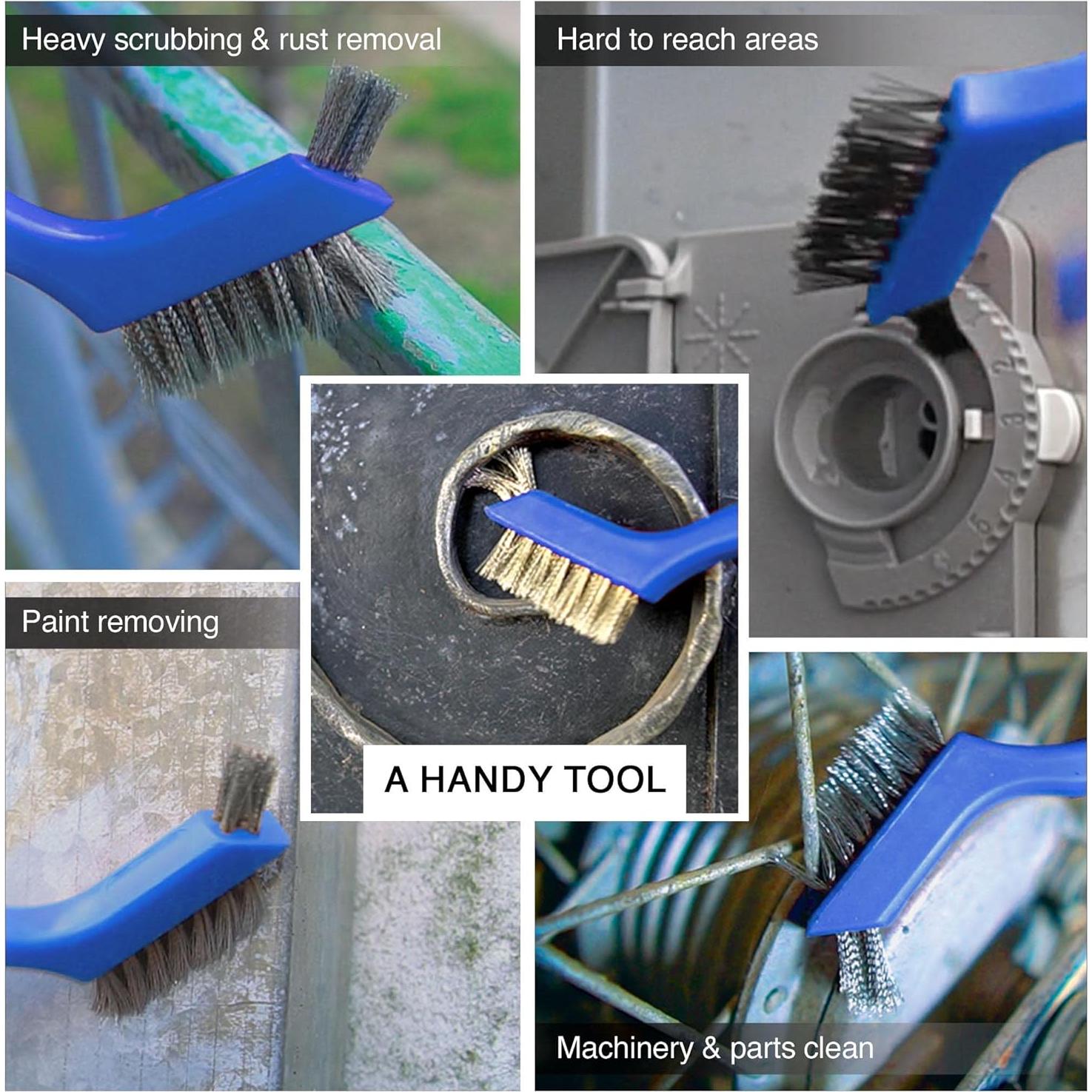 Juego de Cepillos de Alambre 3 Piezas Lavaxon - Nylon, Latón, Acero Inoxidable