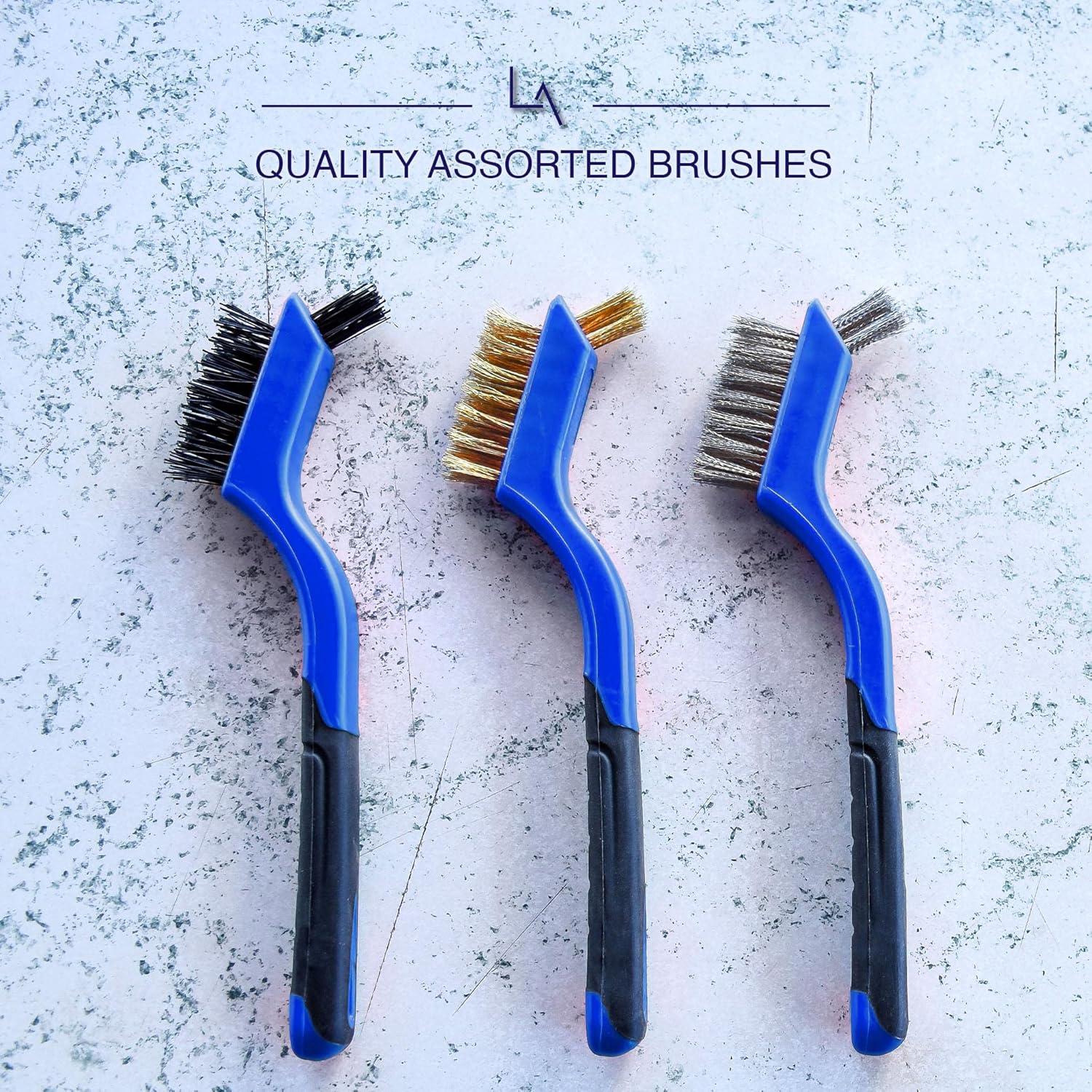 Juego de Cepillos de Alambre 3 Piezas Lavaxon - Nylon, Latón, Acero Inoxidable