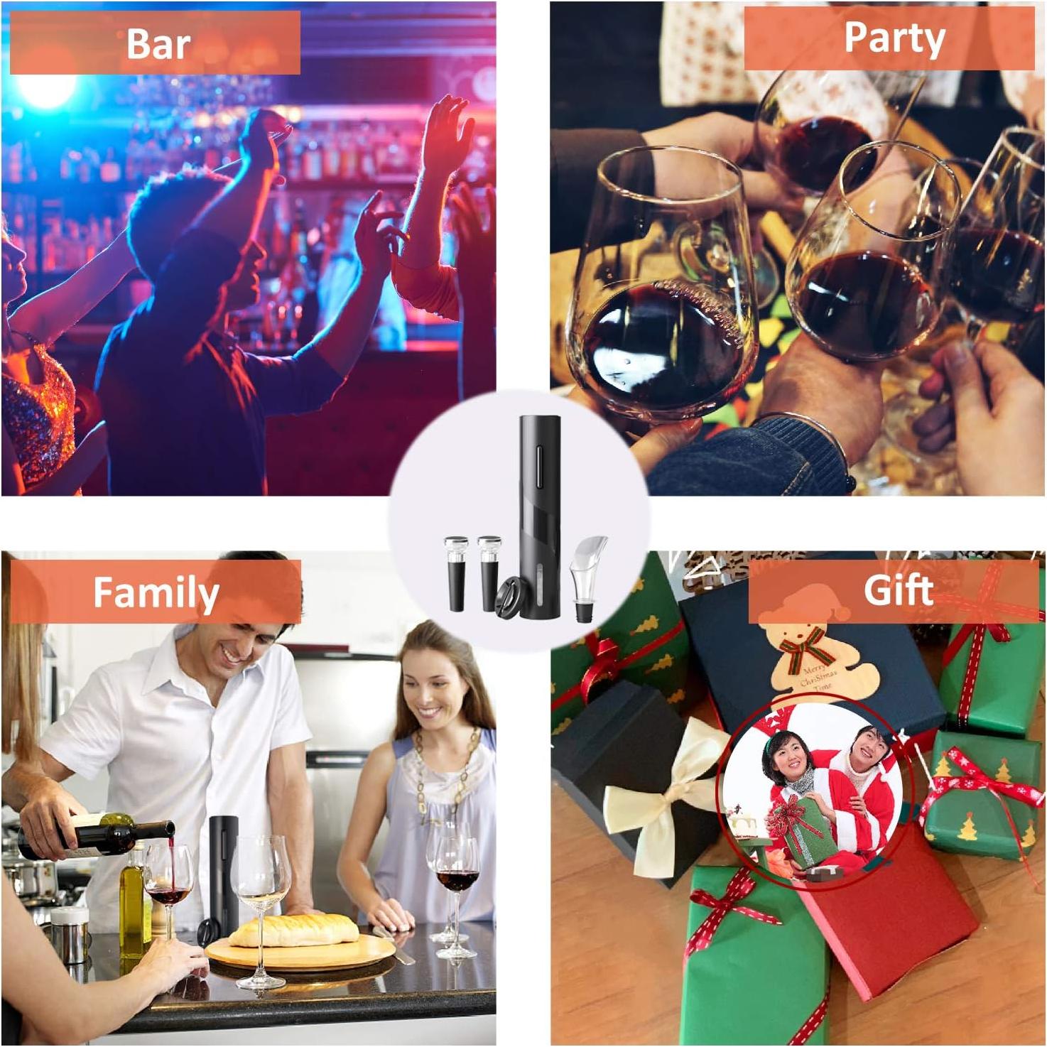 Abridor de Vino Eléctrico Exptolii con Cortador y Aerador