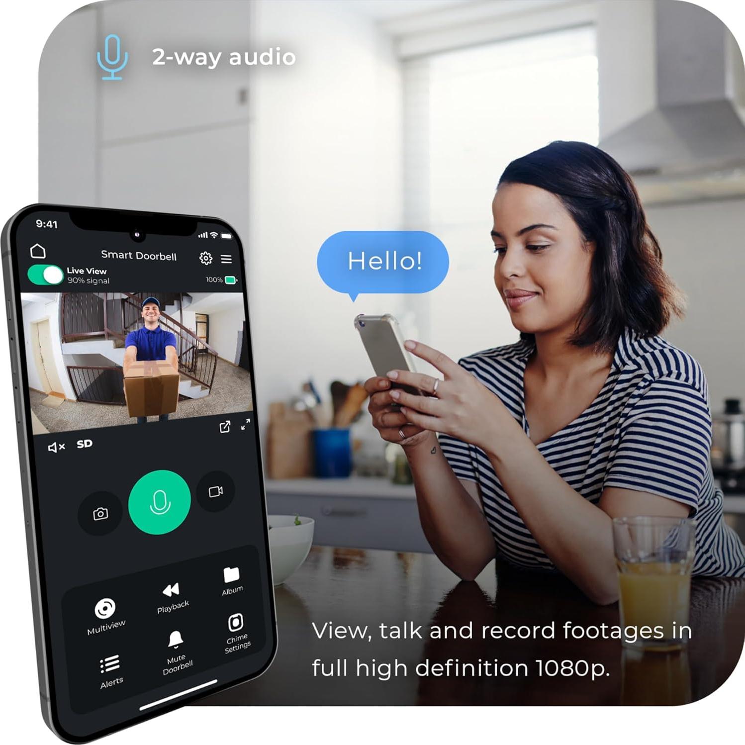 Timbre de Video Inteligente Heath Zenith 18000179 Negro