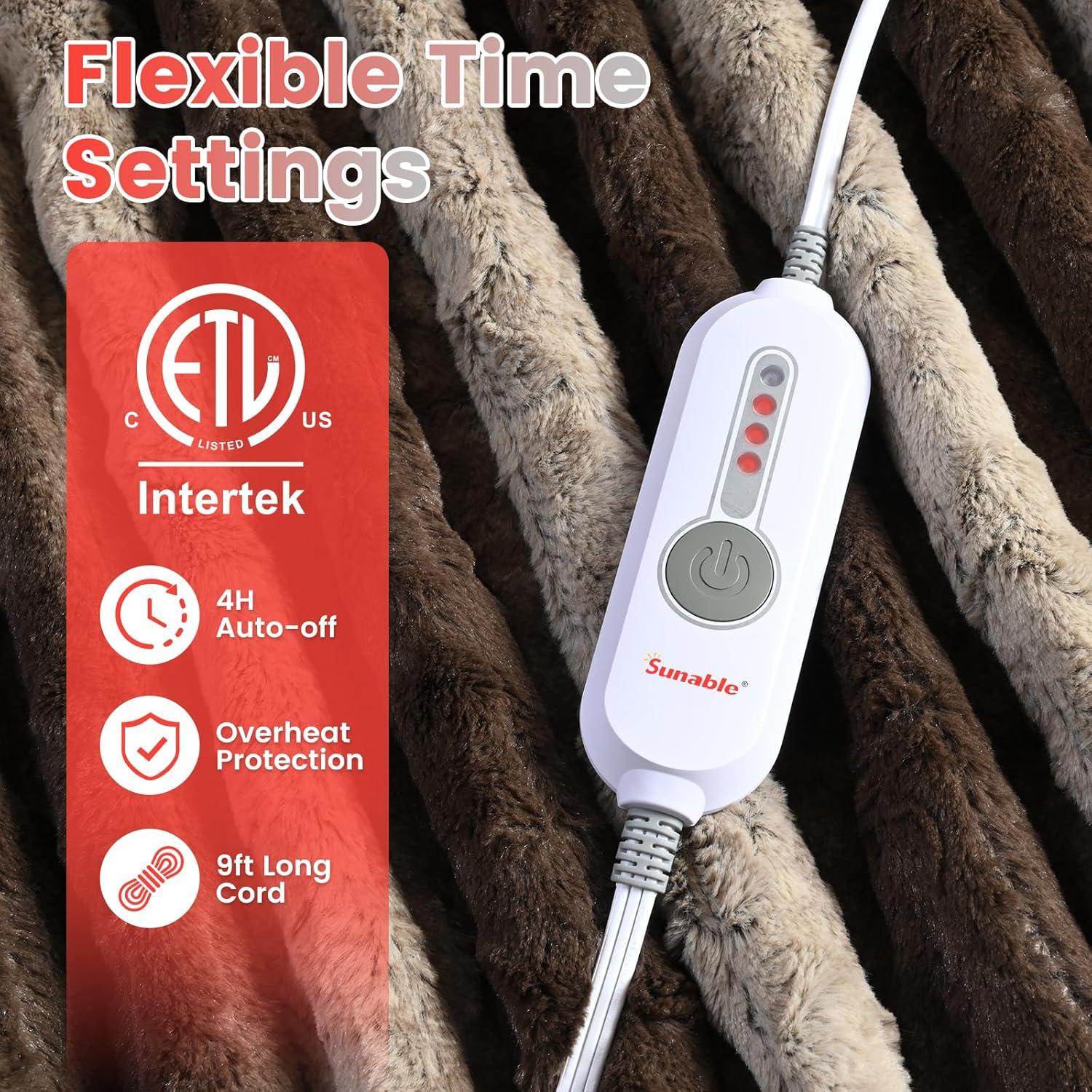 Manta Térmica Eléctrica Sunable 127x152 cm Chocolate 4 Niveles