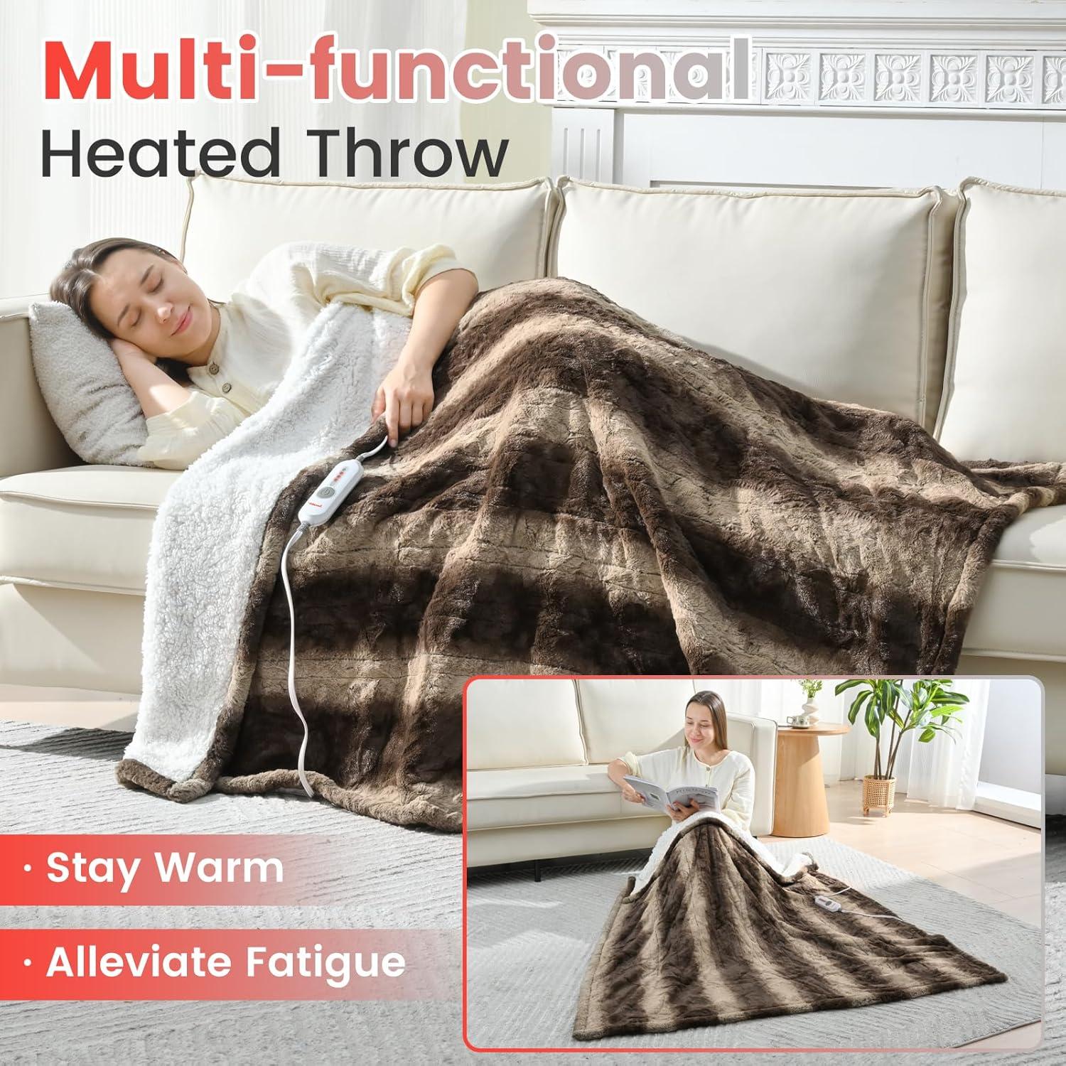 Manta Térmica Eléctrica Sunable 127x152 cm Chocolate 4 Niveles