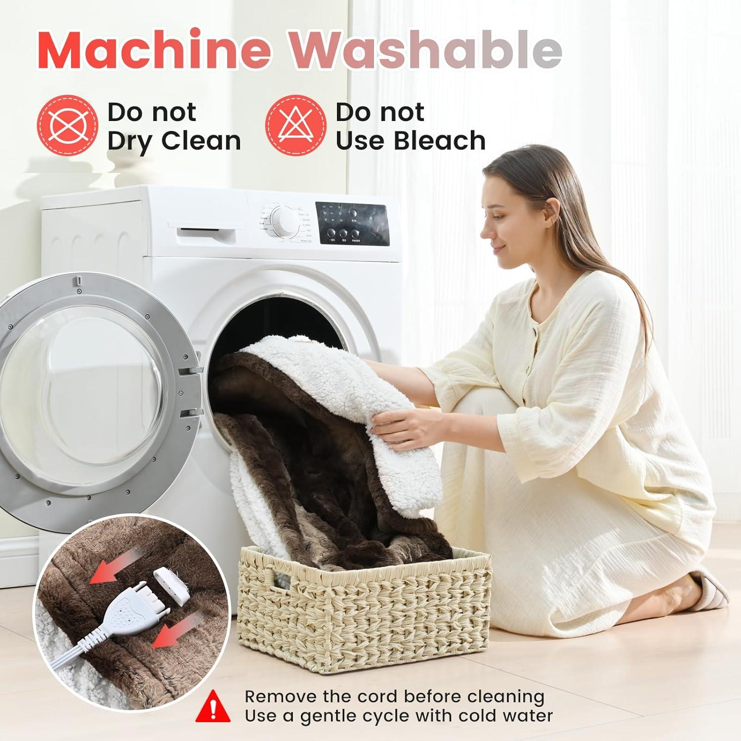 Manta Térmica Eléctrica Sunable 127x152 cm Chocolate 4 Niveles