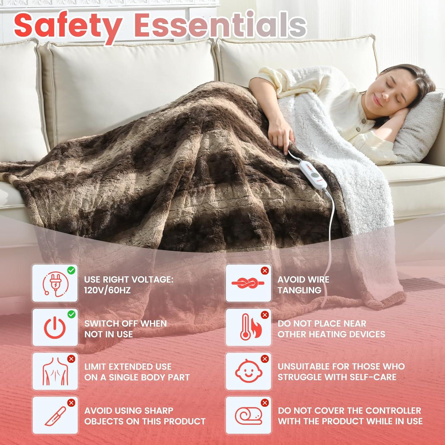 Manta Térmica Eléctrica Sunable 127x152 cm Chocolate 4 Niveles