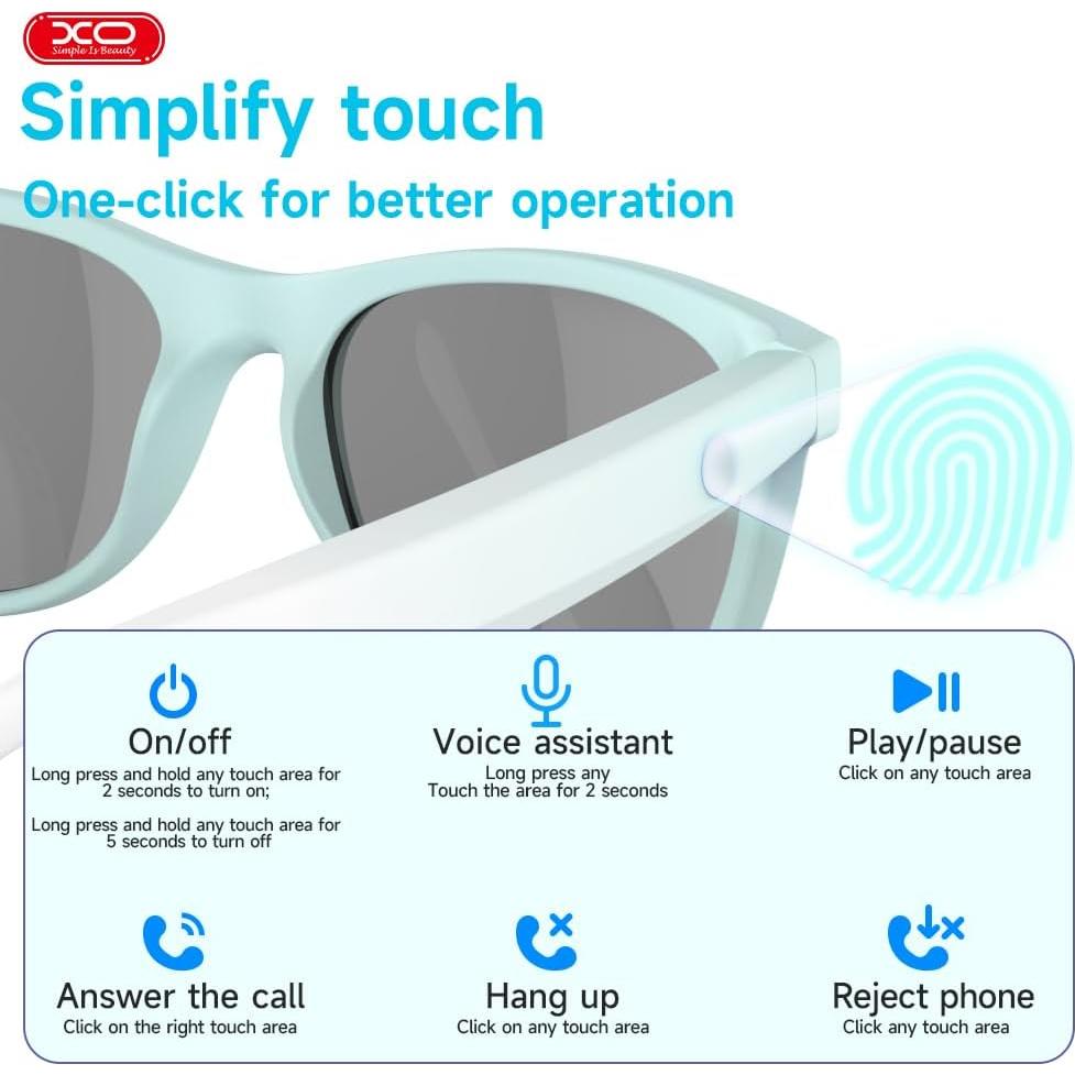 Gafas de sol Bluetooth XO GS01 UV protección unisex Verde Menta