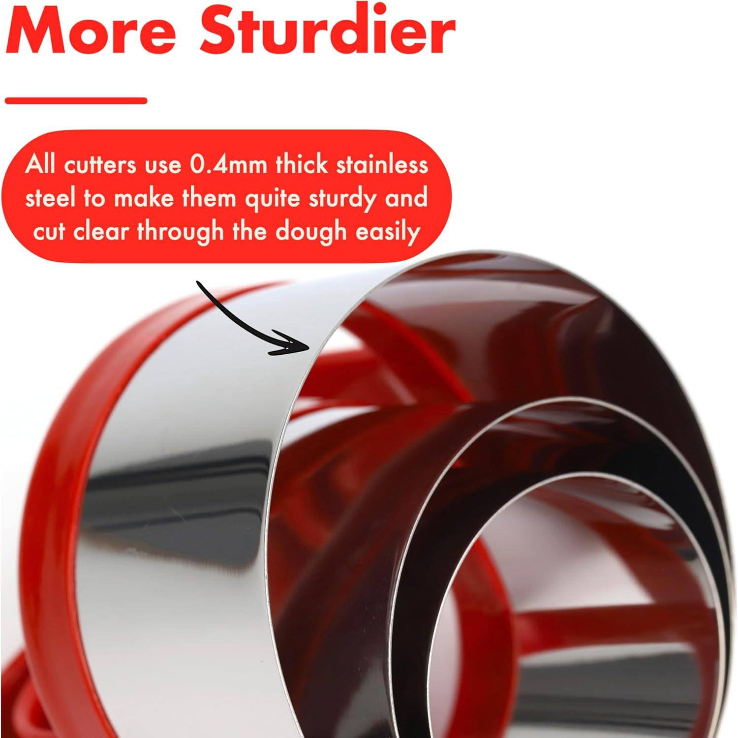 Juego de 3 Cortadores de Galletas Redondos COOKIEQUE - Acero Inoxidable