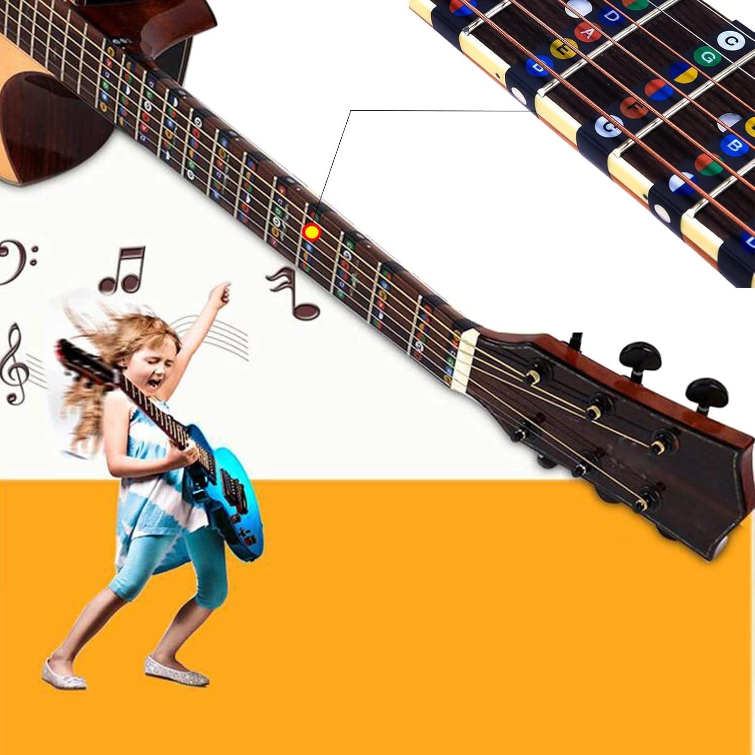 Kit de Pegatinas de Diapasón de Guitarra Junlego - 2 Pegatinas + Mapa de Acordes