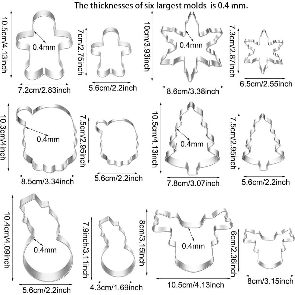 Cortadores de Galletas de Navidad MrCookie 12 Piezas Acero Inoxidable