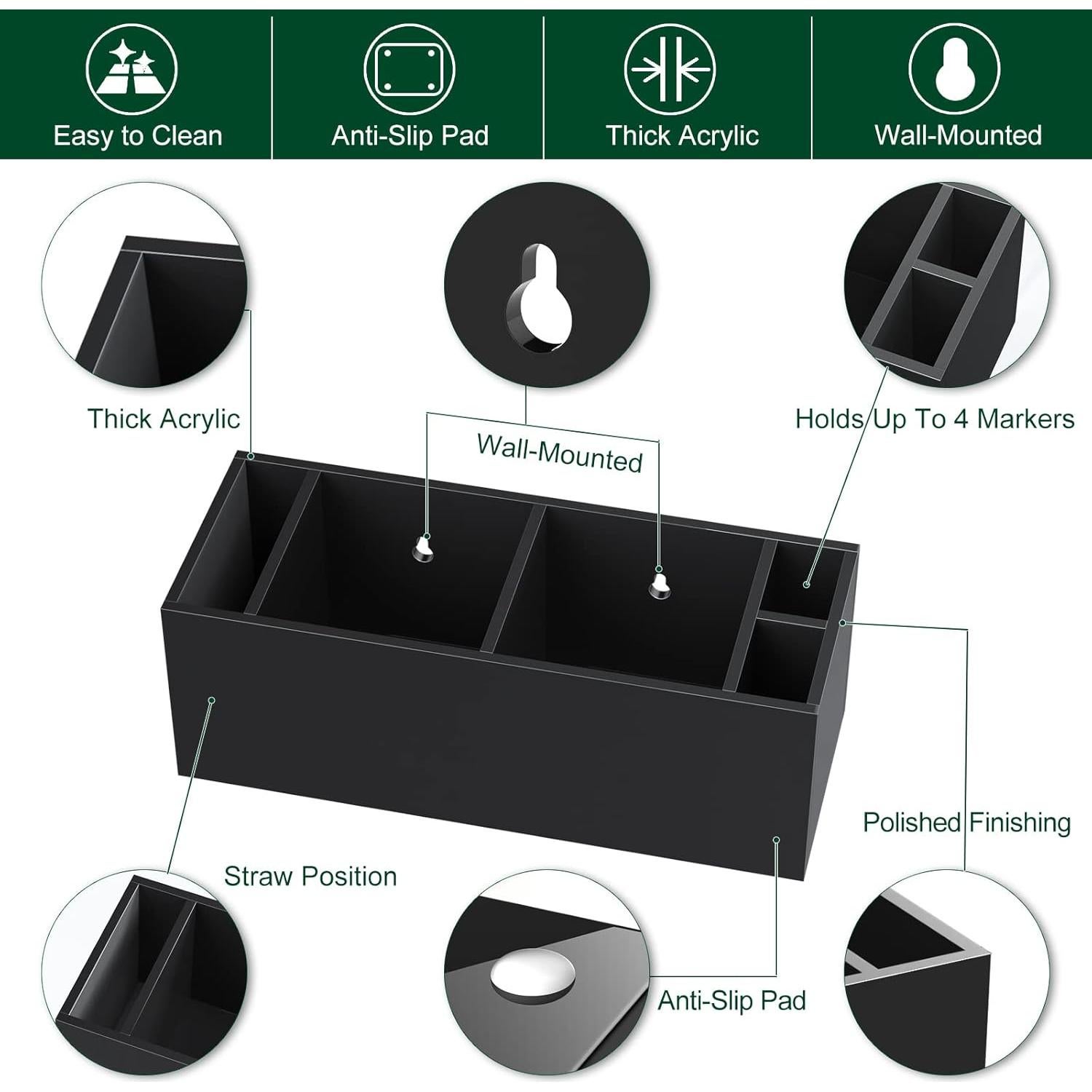 Soporte Doble para Vasos Bosscasa con Ranura para Marcador Negro