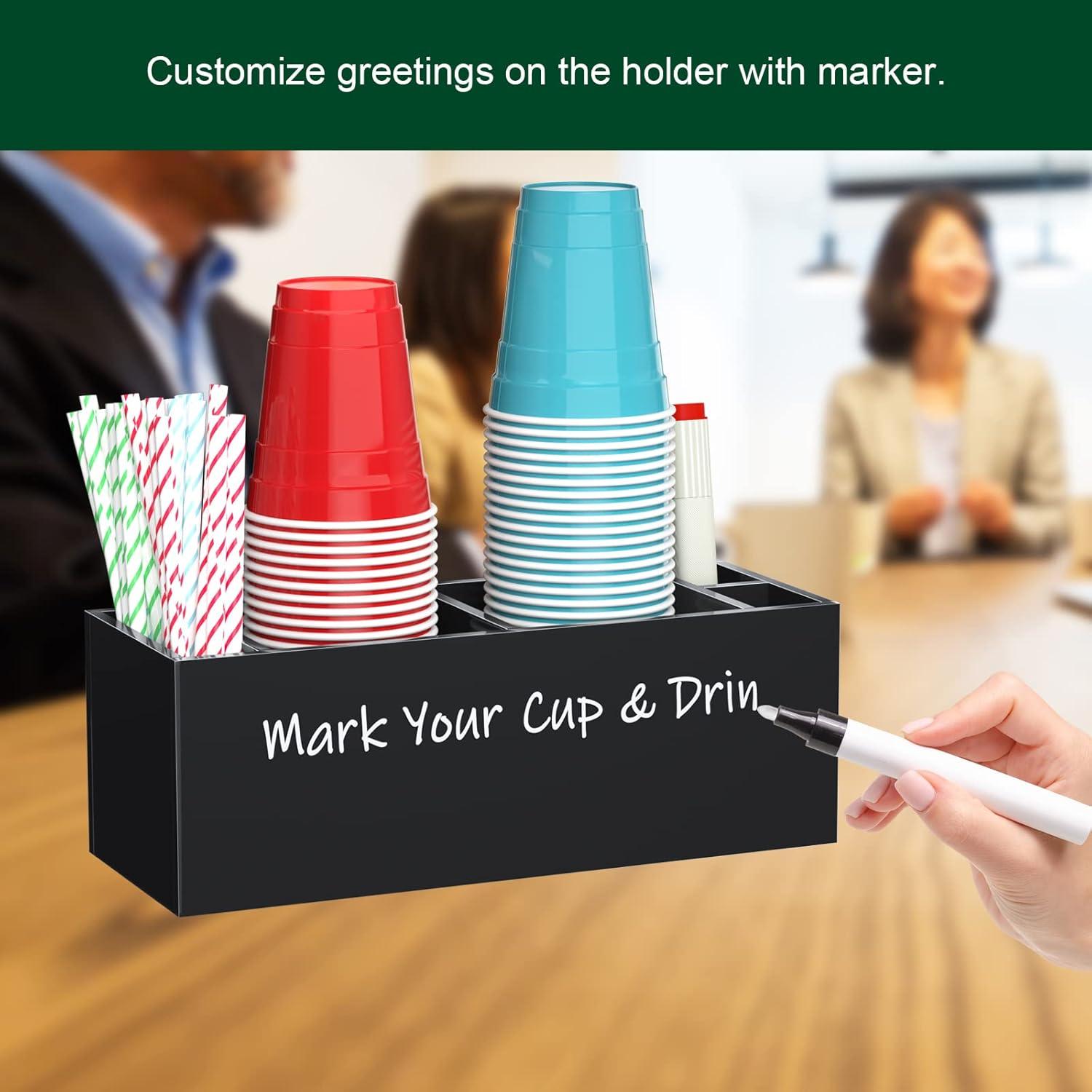 Soporte Doble para Vasos Bosscasa con Ranura para Marcador Negro