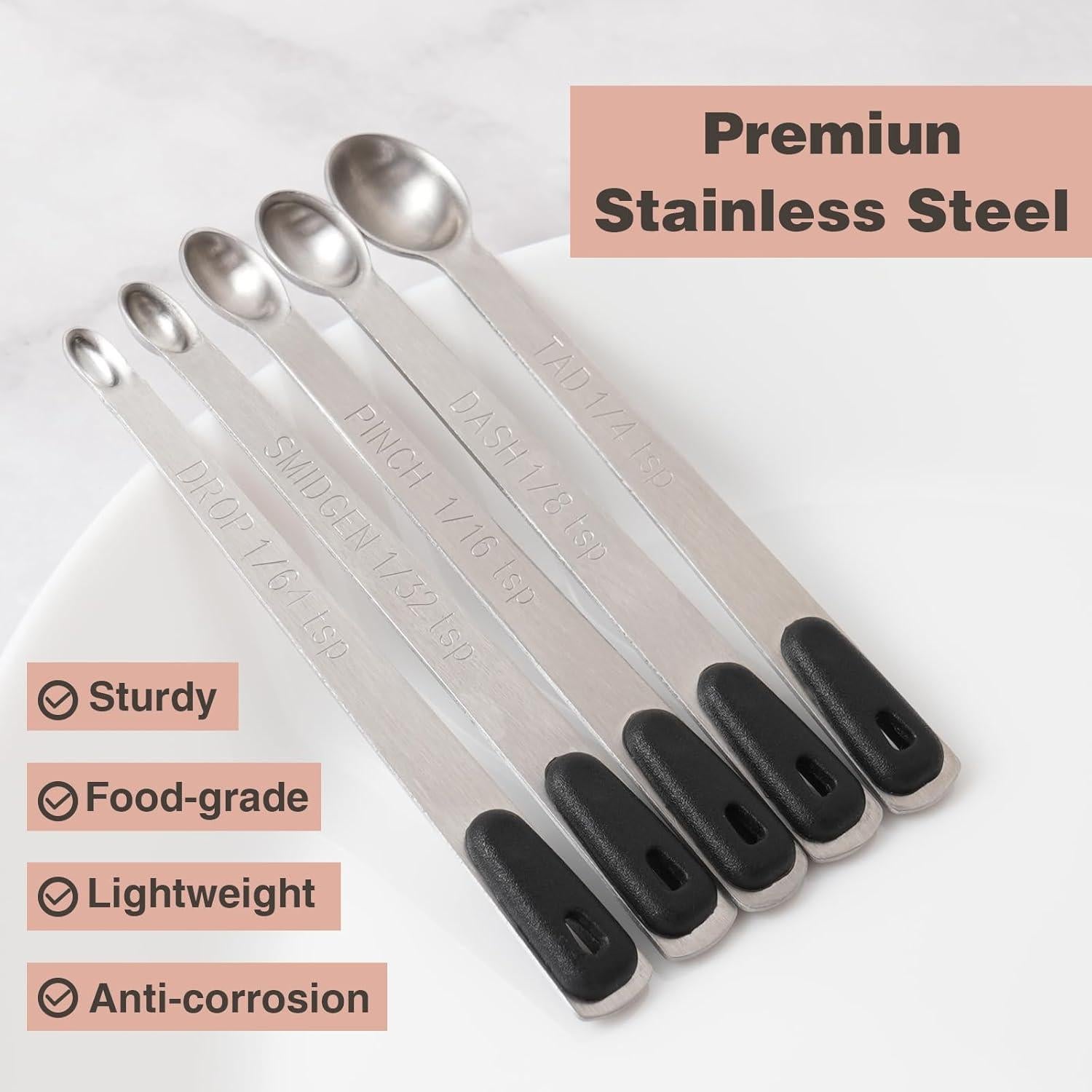 Juego de Cucharas Medidoras Mini BERYLER Acero Inoxidable 5 Pzas