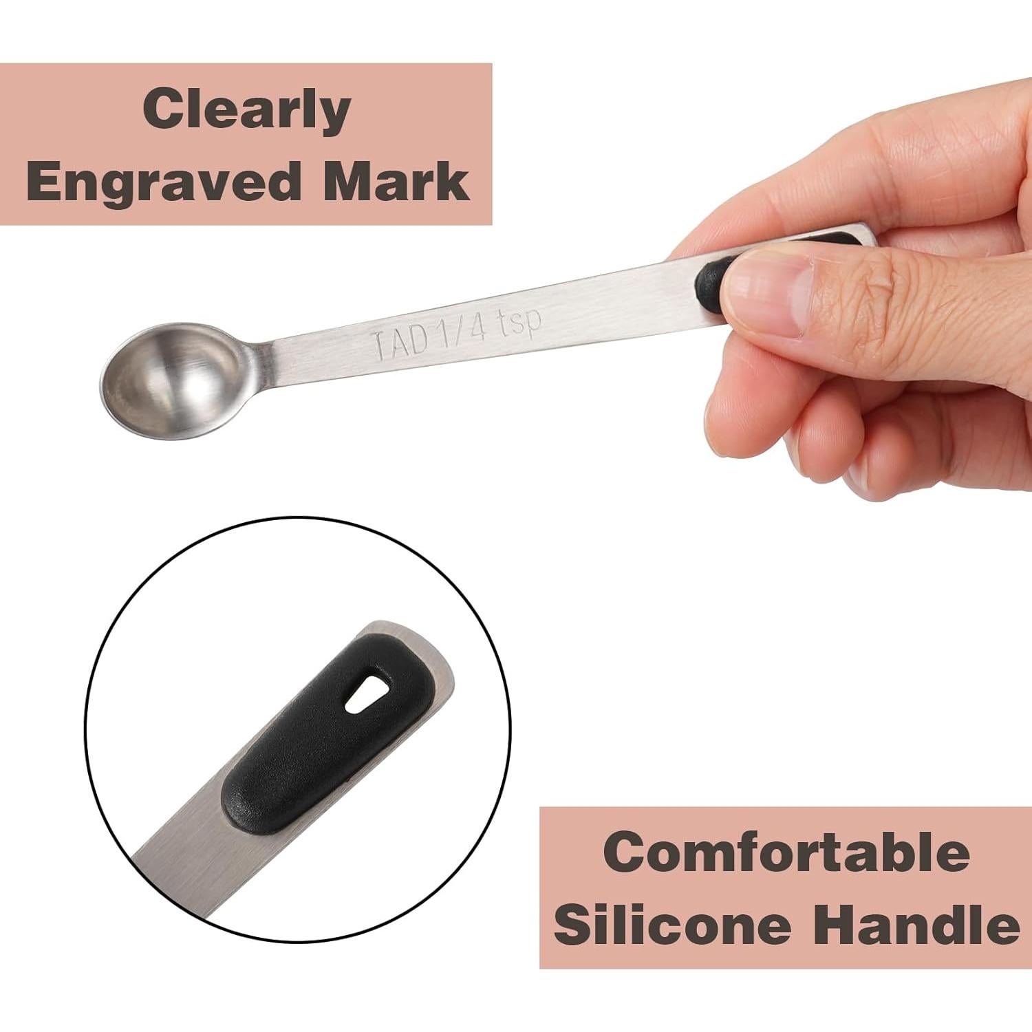 Juego de Cucharas Medidoras Mini BERYLER Acero Inoxidable 5 Pzas