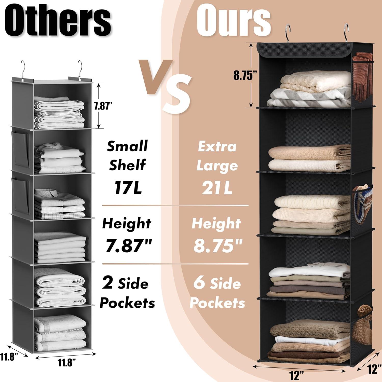 Organizador Colgante de Closet Simple Houseware 5 Estantes Negro