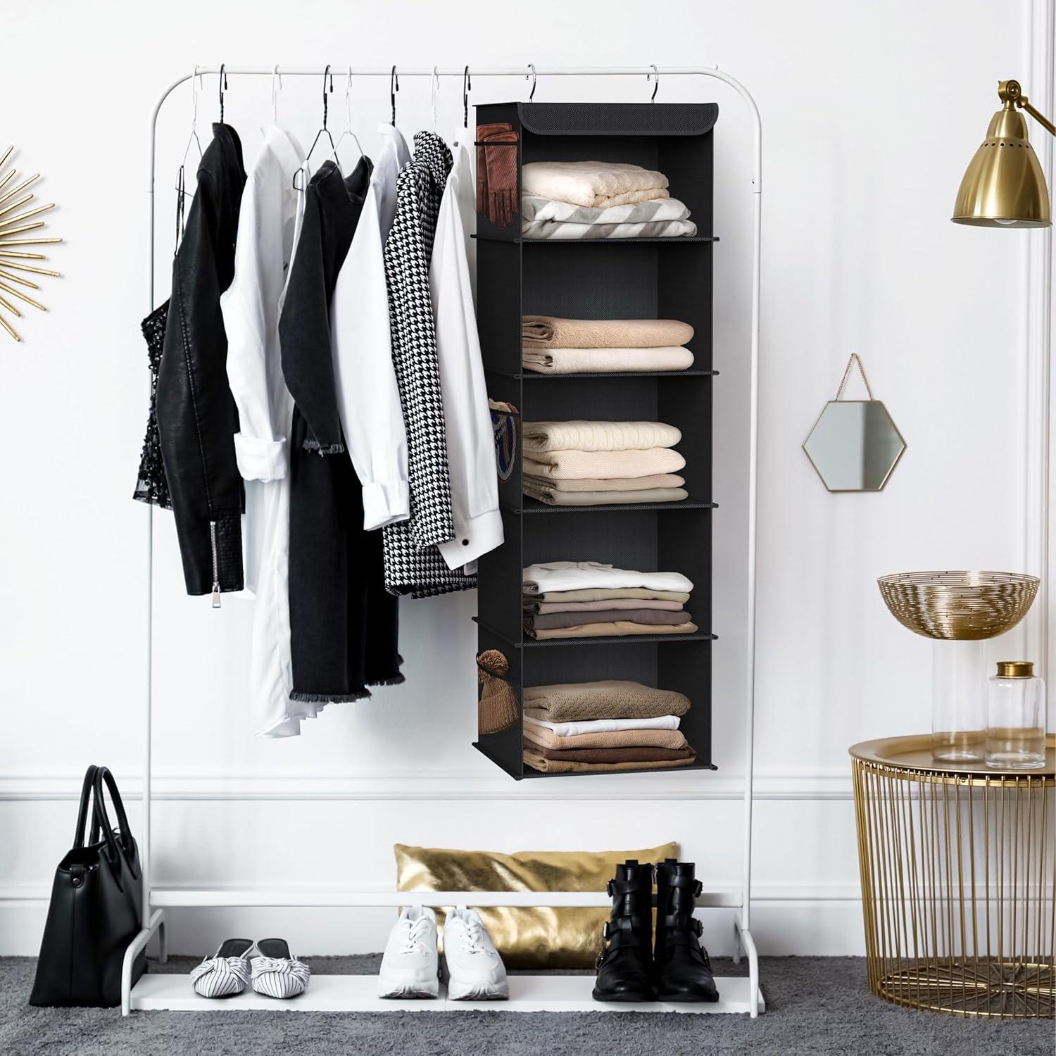 Organizador Colgante de Closet Simple Houseware 5 Estantes Negro