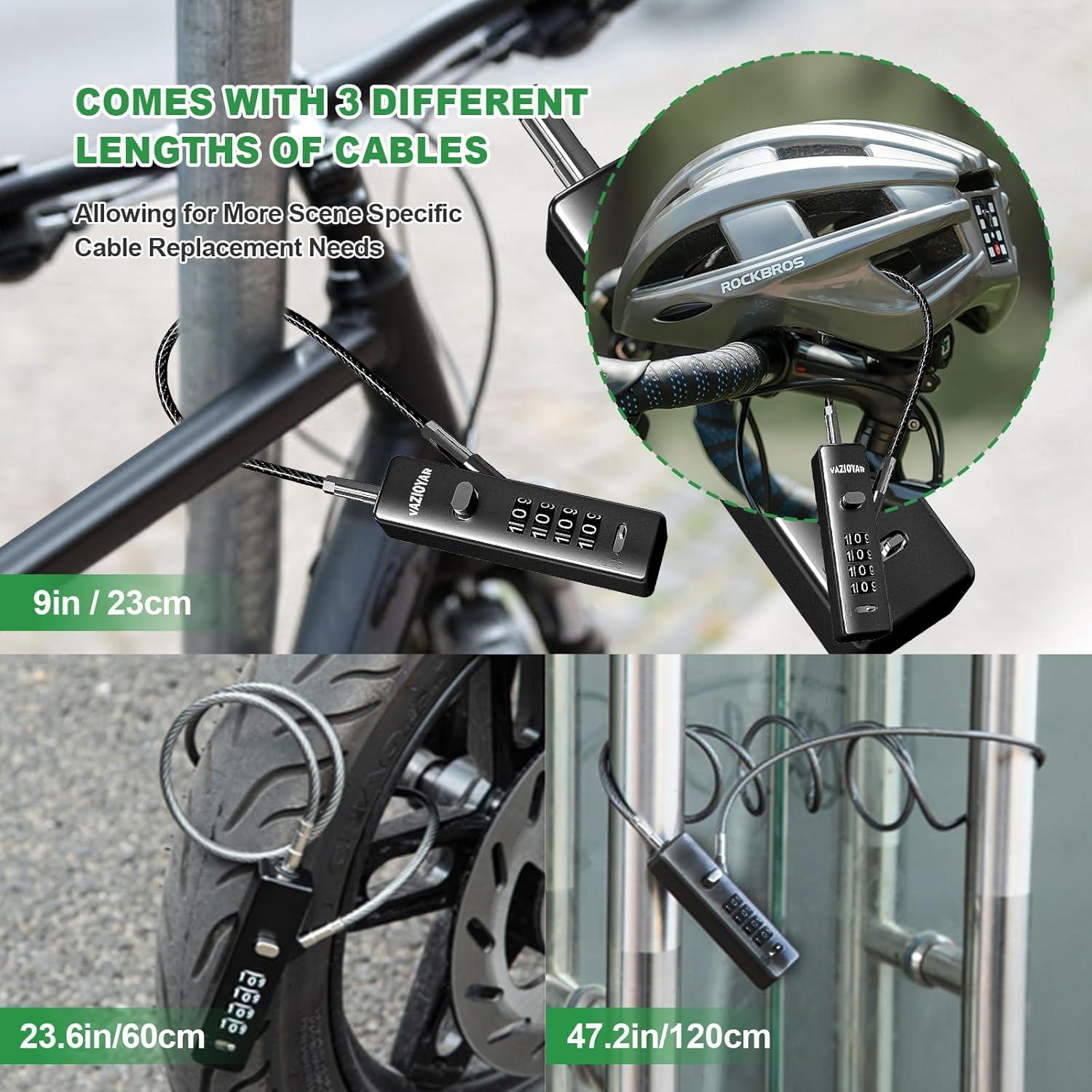 Candado de Cable Vazioyar con Combinación 4 Dígitos y 3 Cables