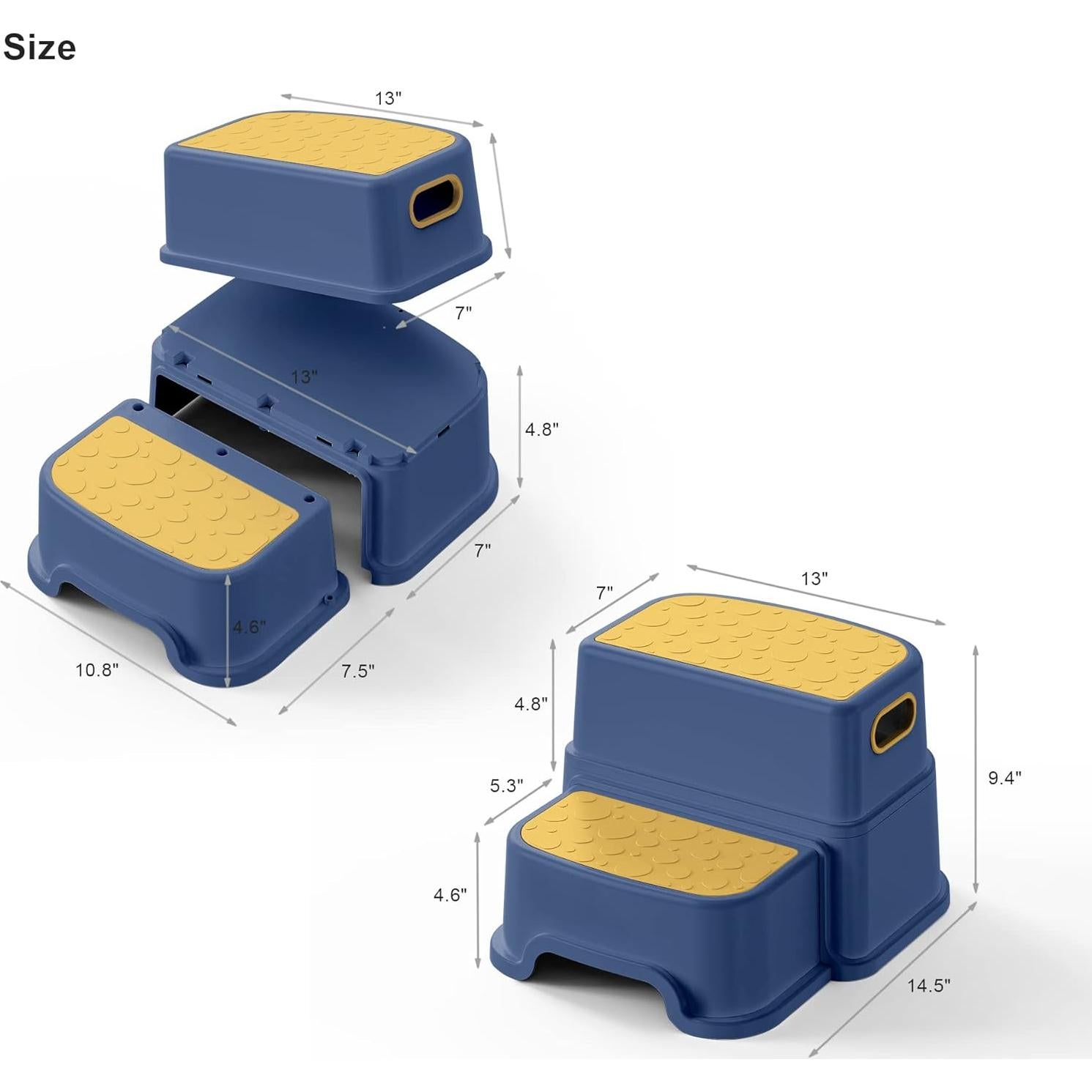 Escalera de 2 Pasos para Niños UNCLE WU Antideslizante Azul