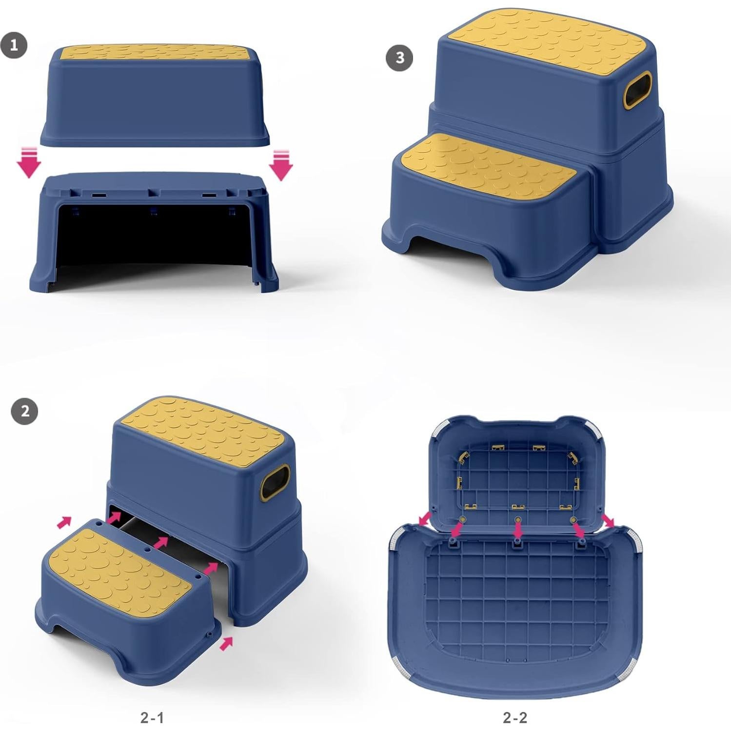 Escalera de 2 Pasos para Niños UNCLE WU Antideslizante Azul