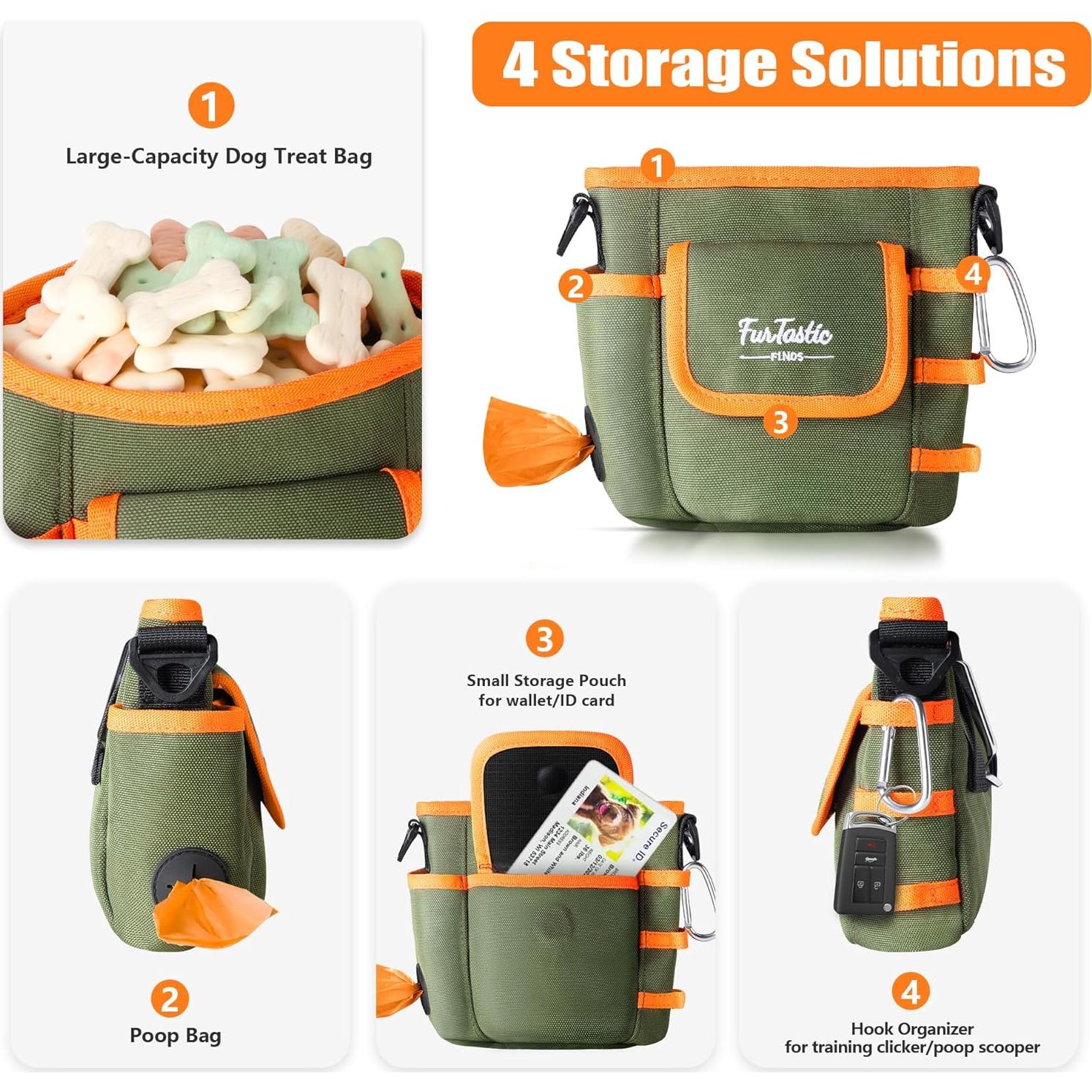 Bolsa de golosinas para perros FurtasticFinds verde 1.07L