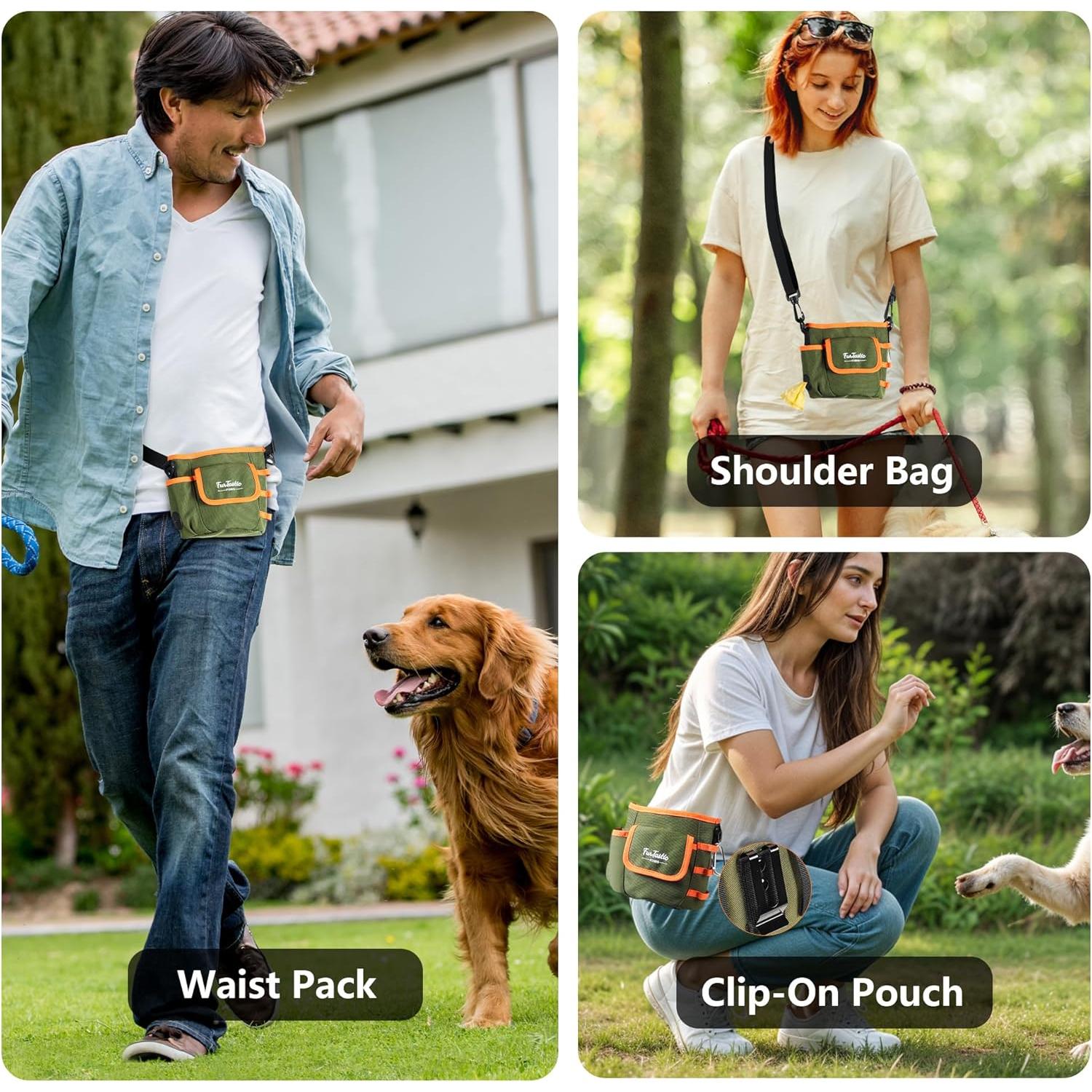 Bolsa de golosinas para perros FurtasticFinds verde 1.07L