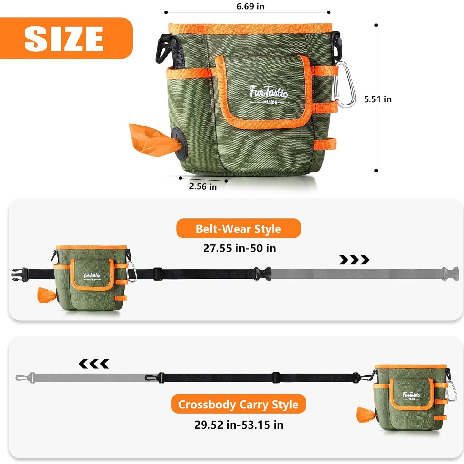 Bolsa de golosinas para perros FurtasticFinds verde 1.07L