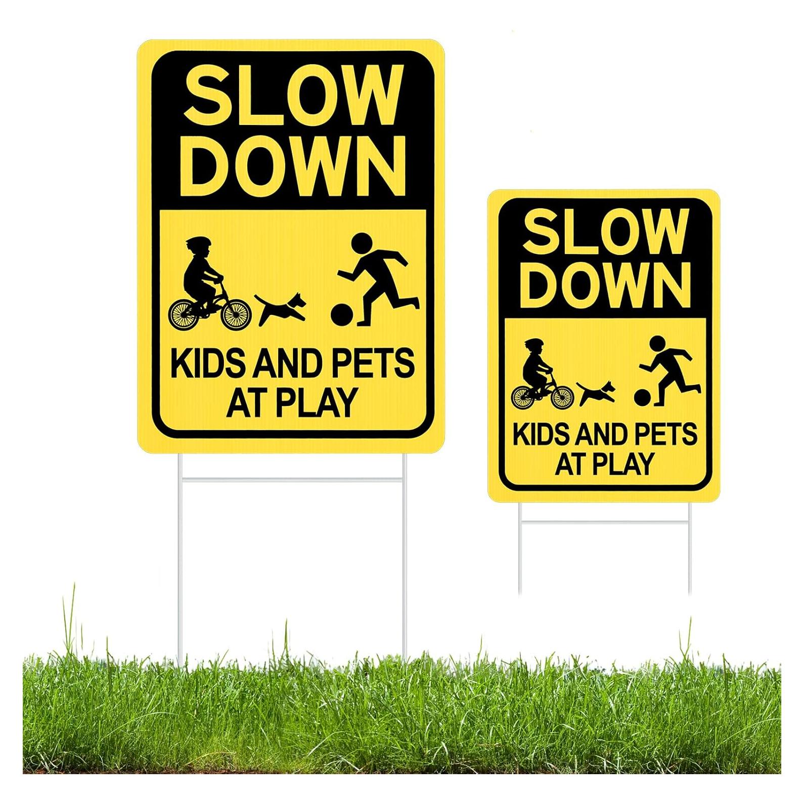 Señal de Reducir Velocidad HISVISION Niños y Mascotas 40x30cm