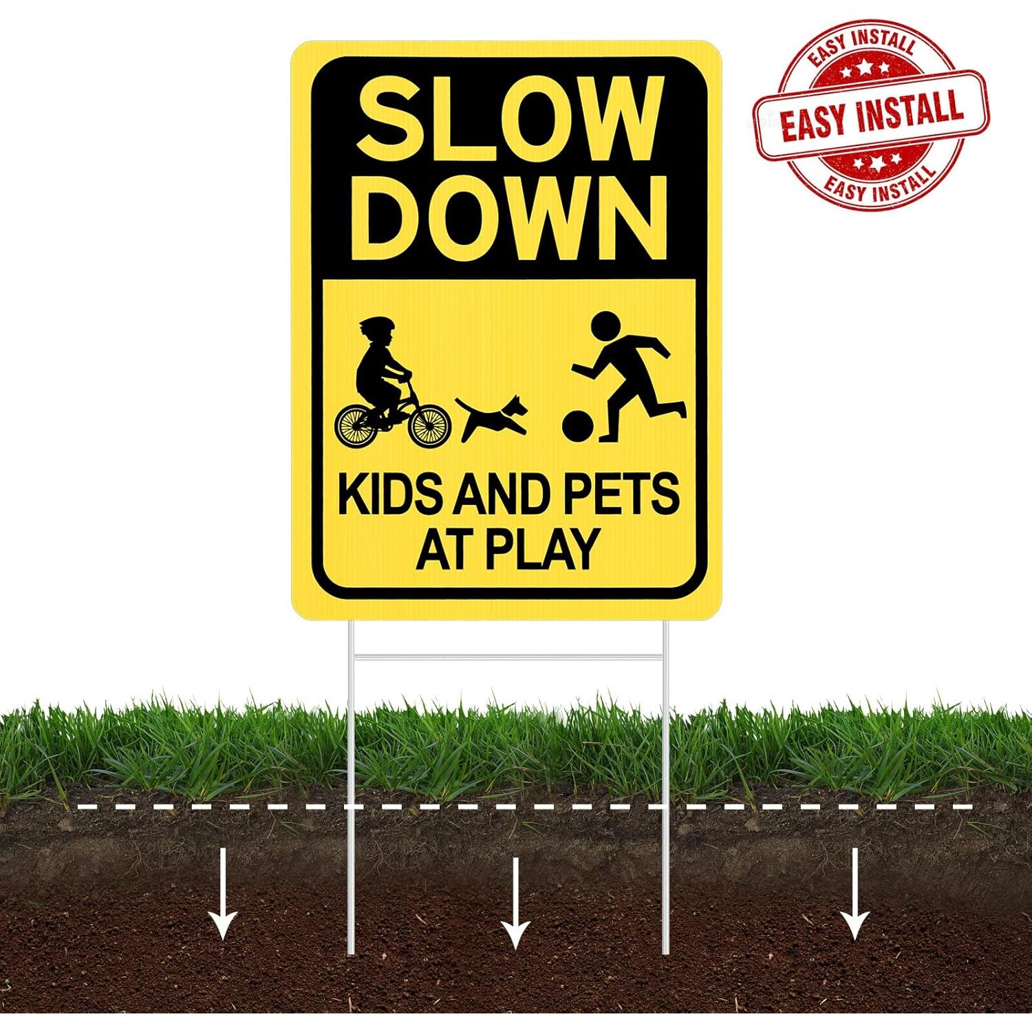 Señal de Reducir Velocidad HISVISION Niños y Mascotas 40x30cm