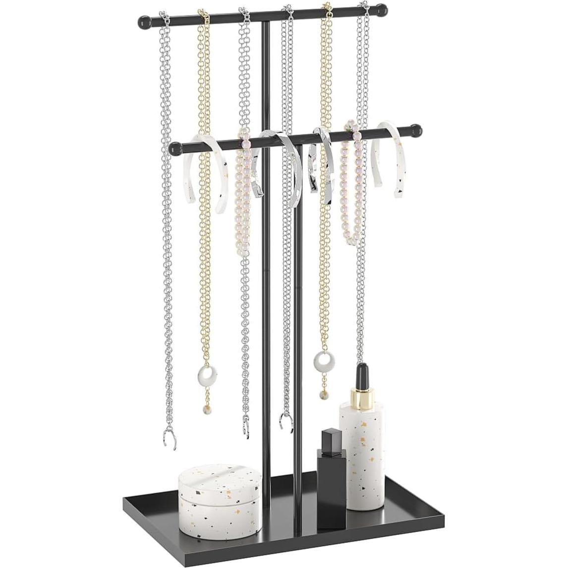 Soporte de Joyería Coward 2 Niveles Metal Negro Organizador