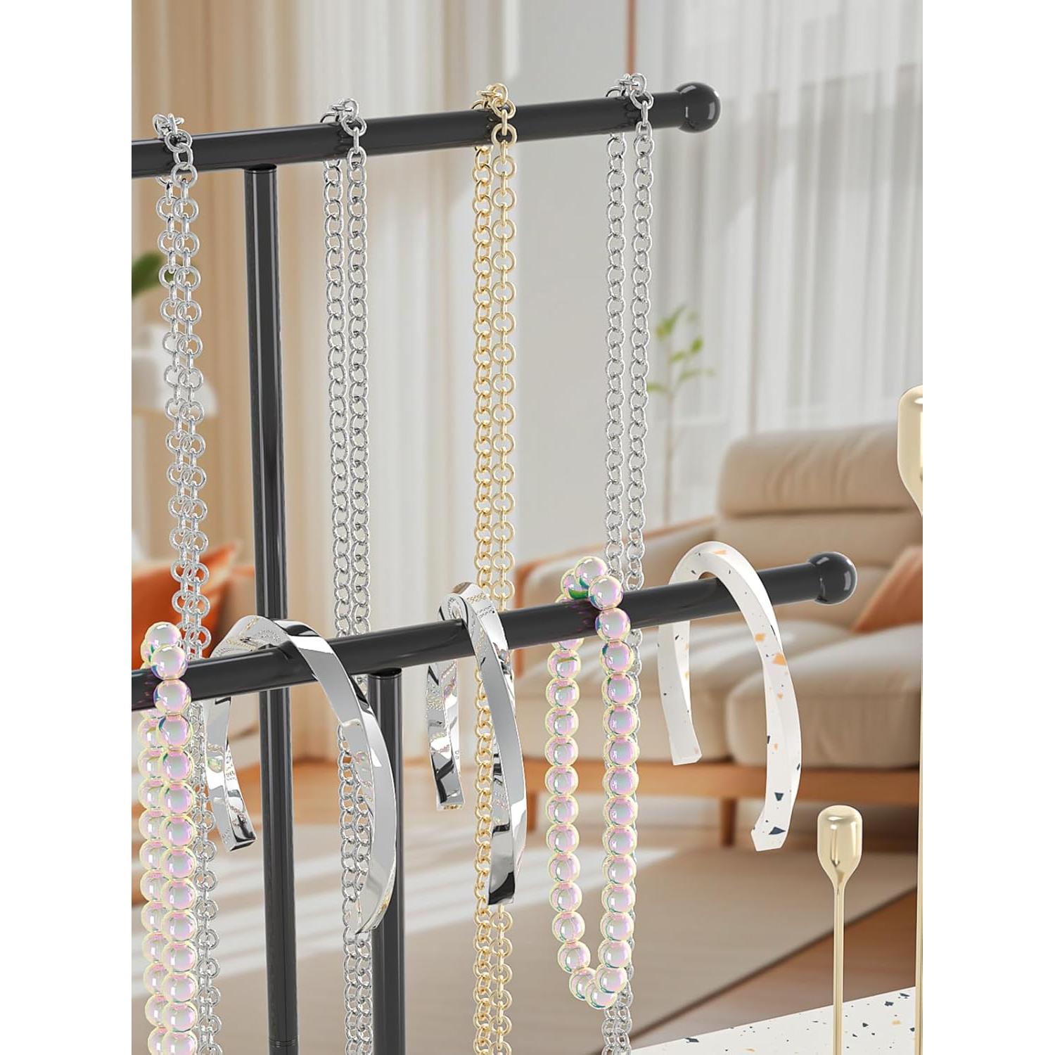 Soporte de Joyería Coward 2 Niveles Metal Negro Organizador