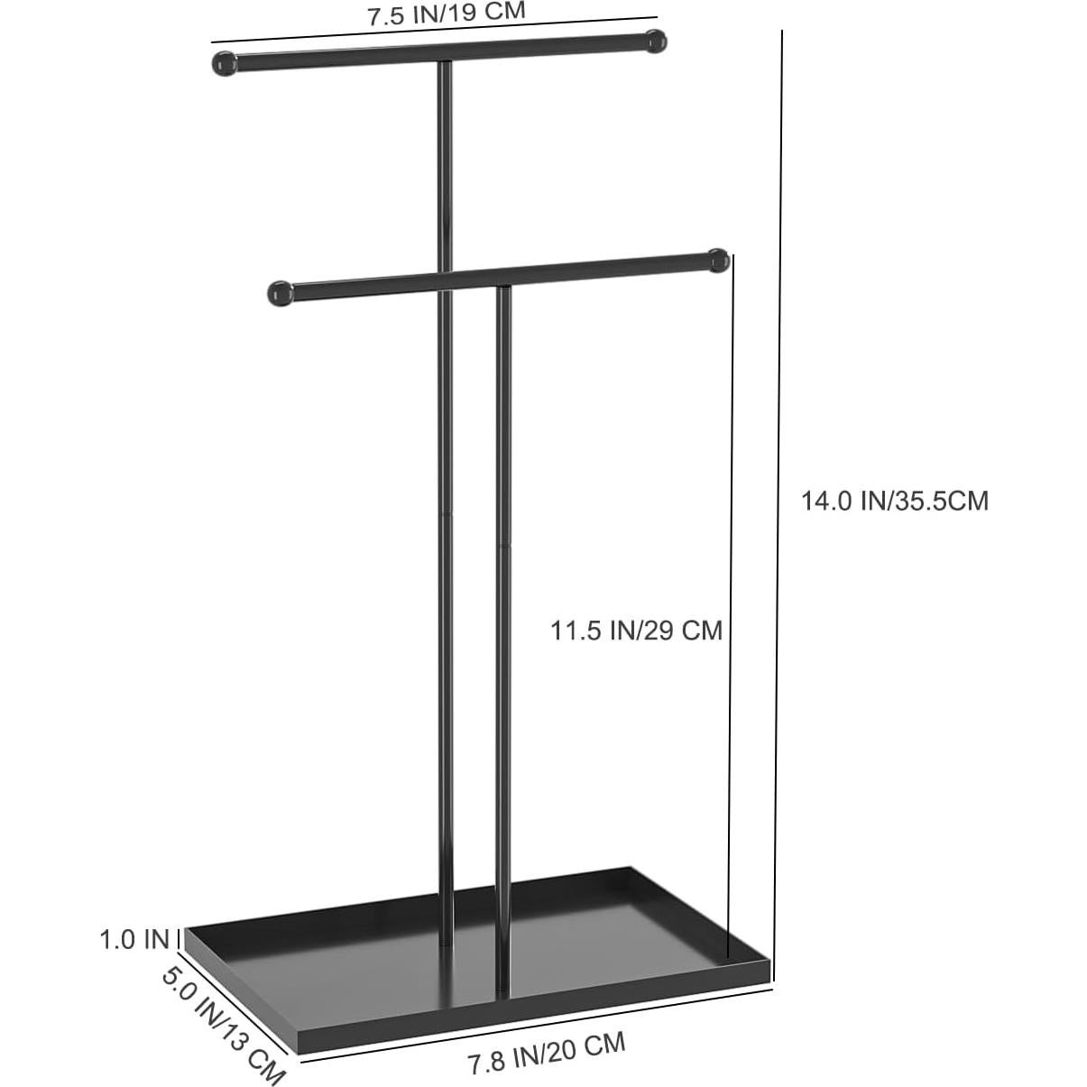 Soporte de Joyería Coward 2 Niveles Metal Negro Organizador