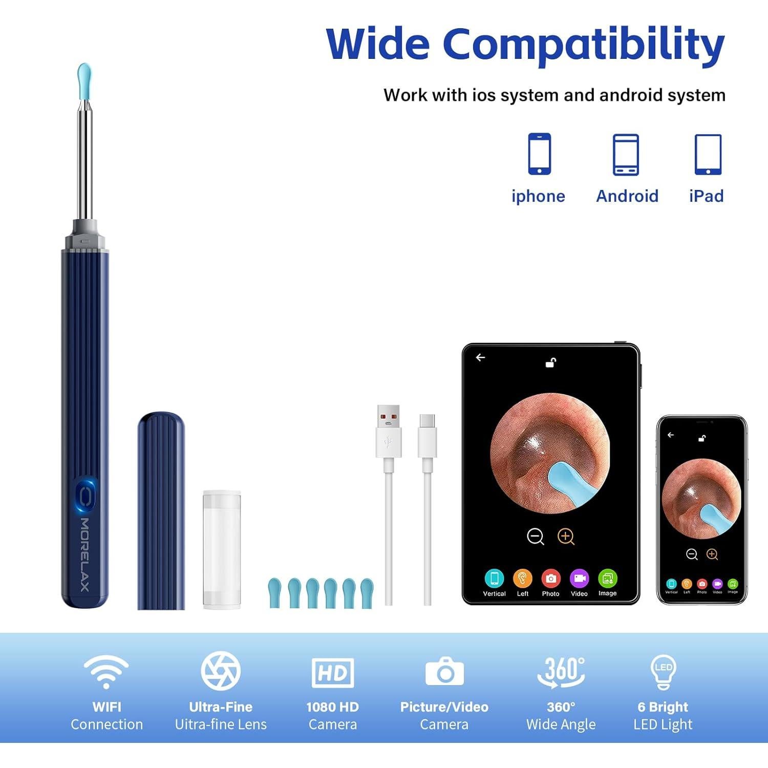 Kit de Limpieza de Oído Morelax con Cámara 1080P 8 Piezas