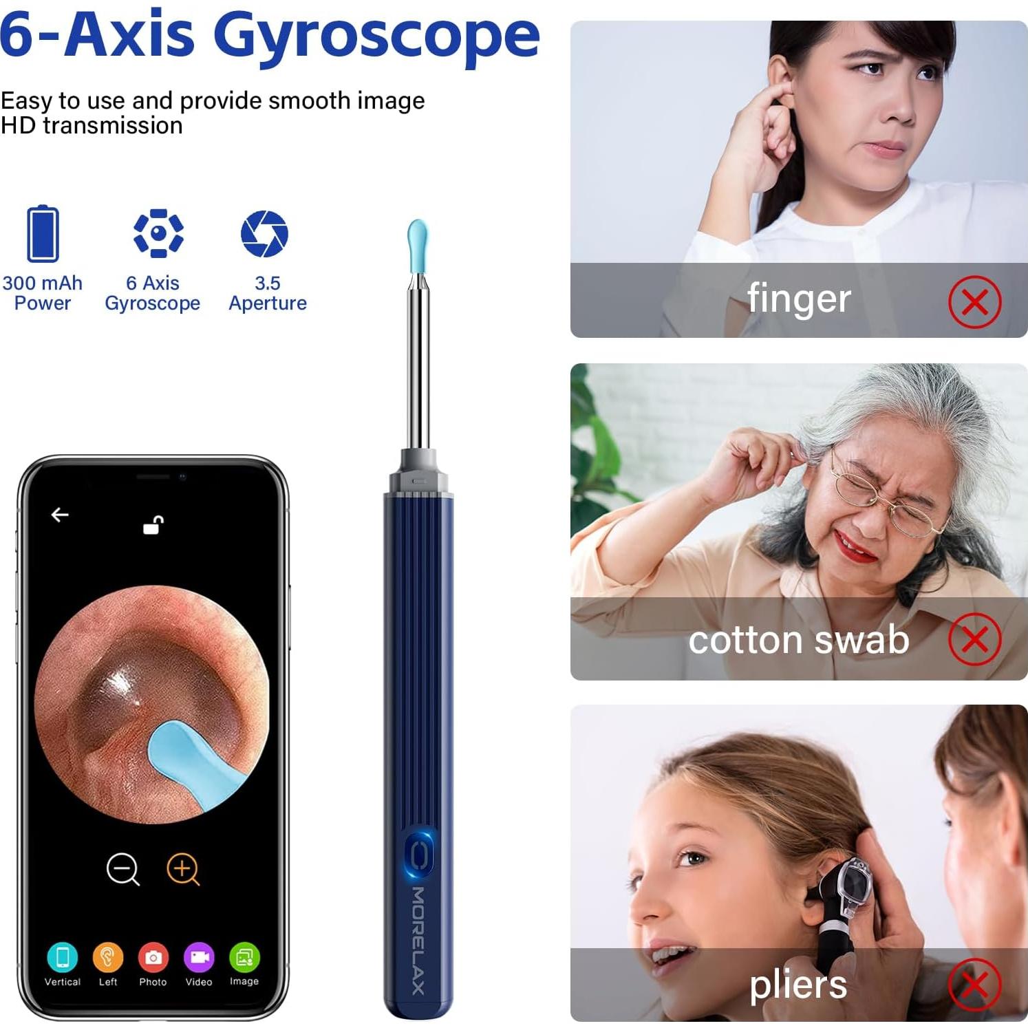 Kit de Limpieza de Oído Morelax con Cámara 1080P 8 Piezas