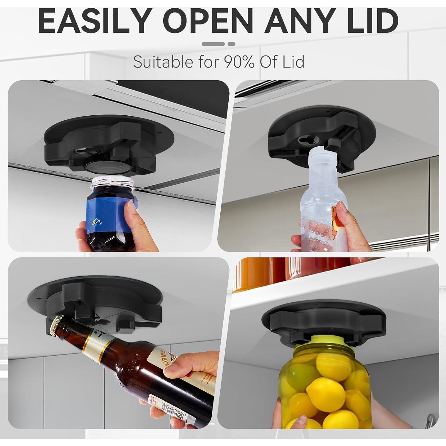 Abrefrascos bajo gabinete Banyaa para personas mayores - Negro