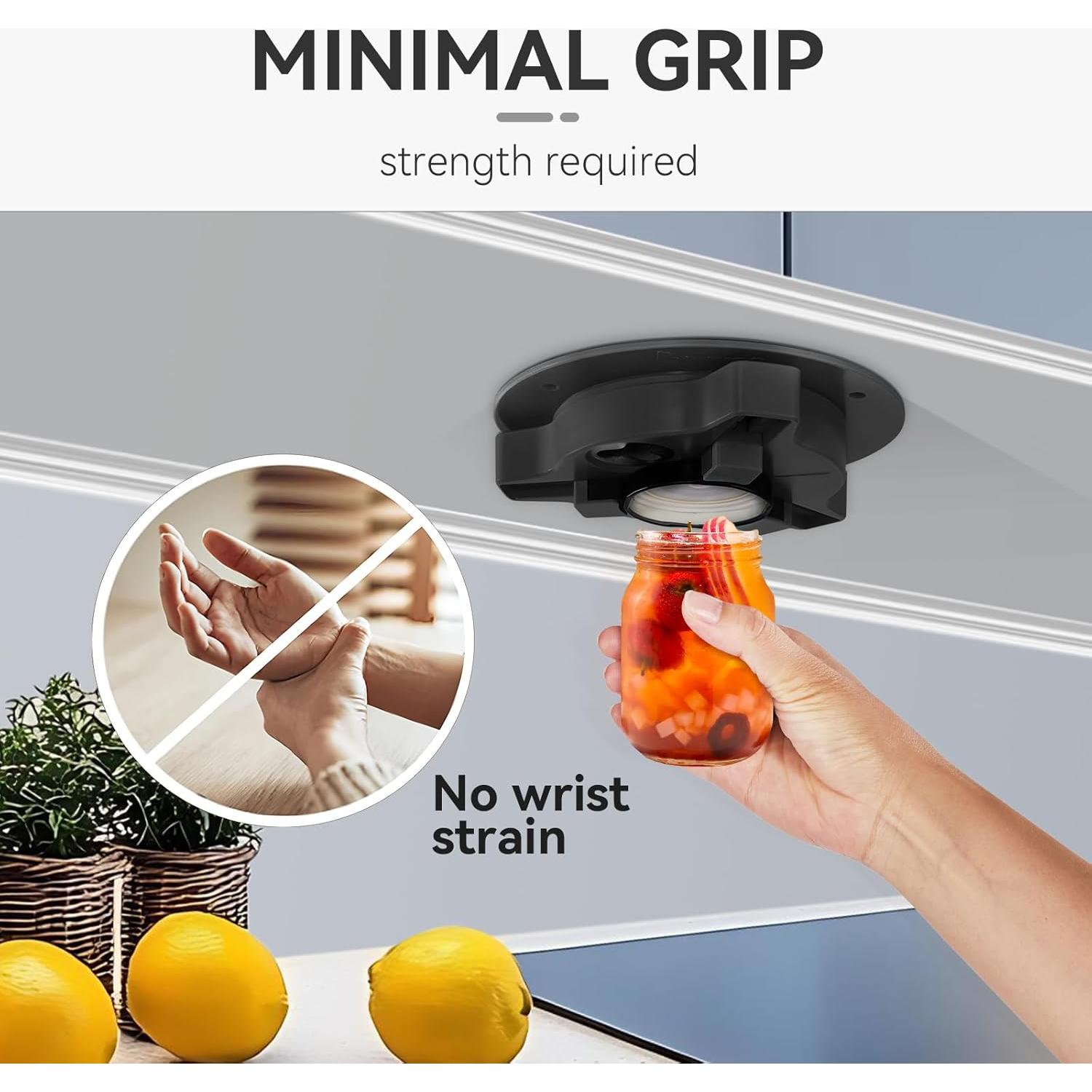 Abrefrascos bajo gabinete Banyaa para personas mayores - Negro