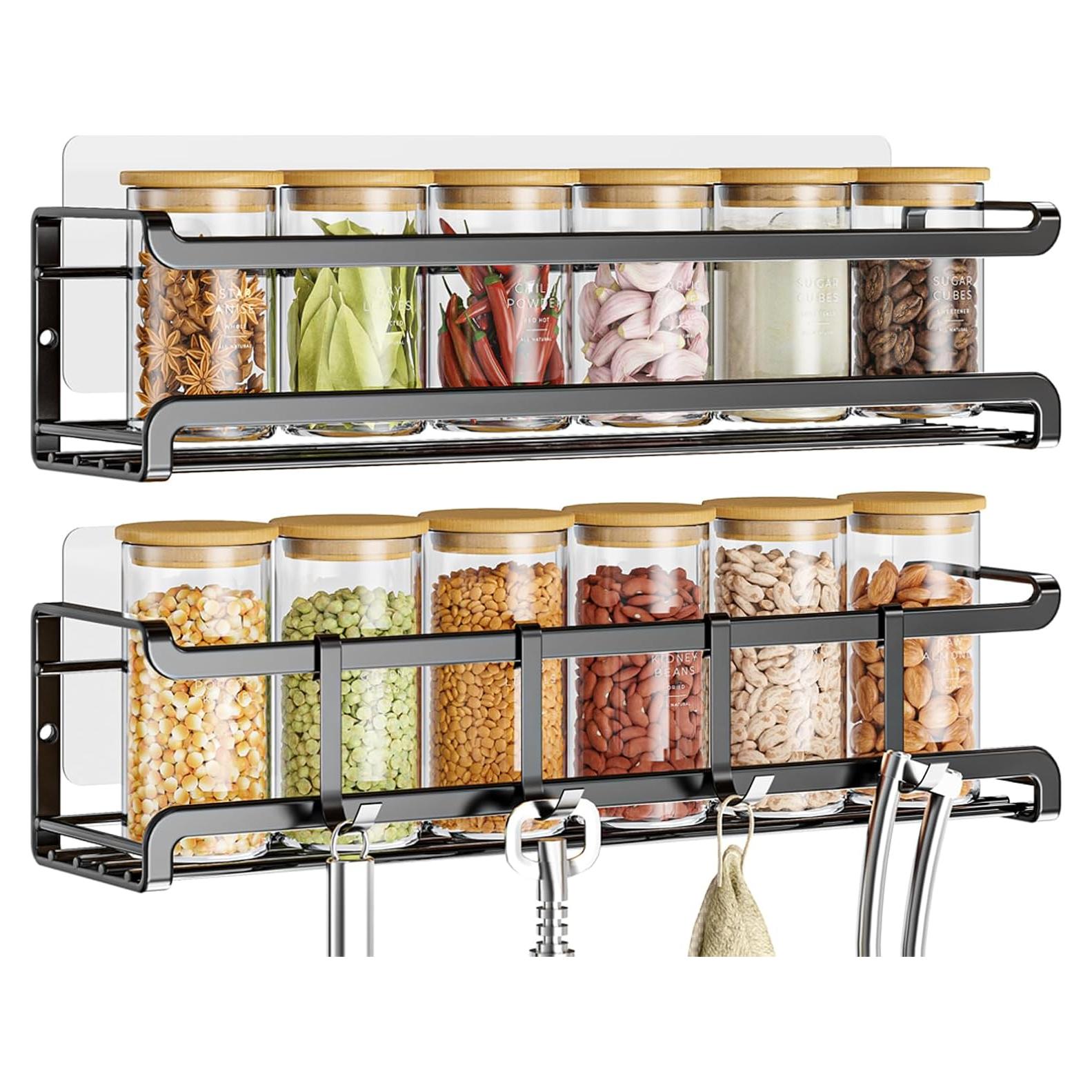 Estante de Especias Montado en Pared Bunoxea 2 Pack Negro