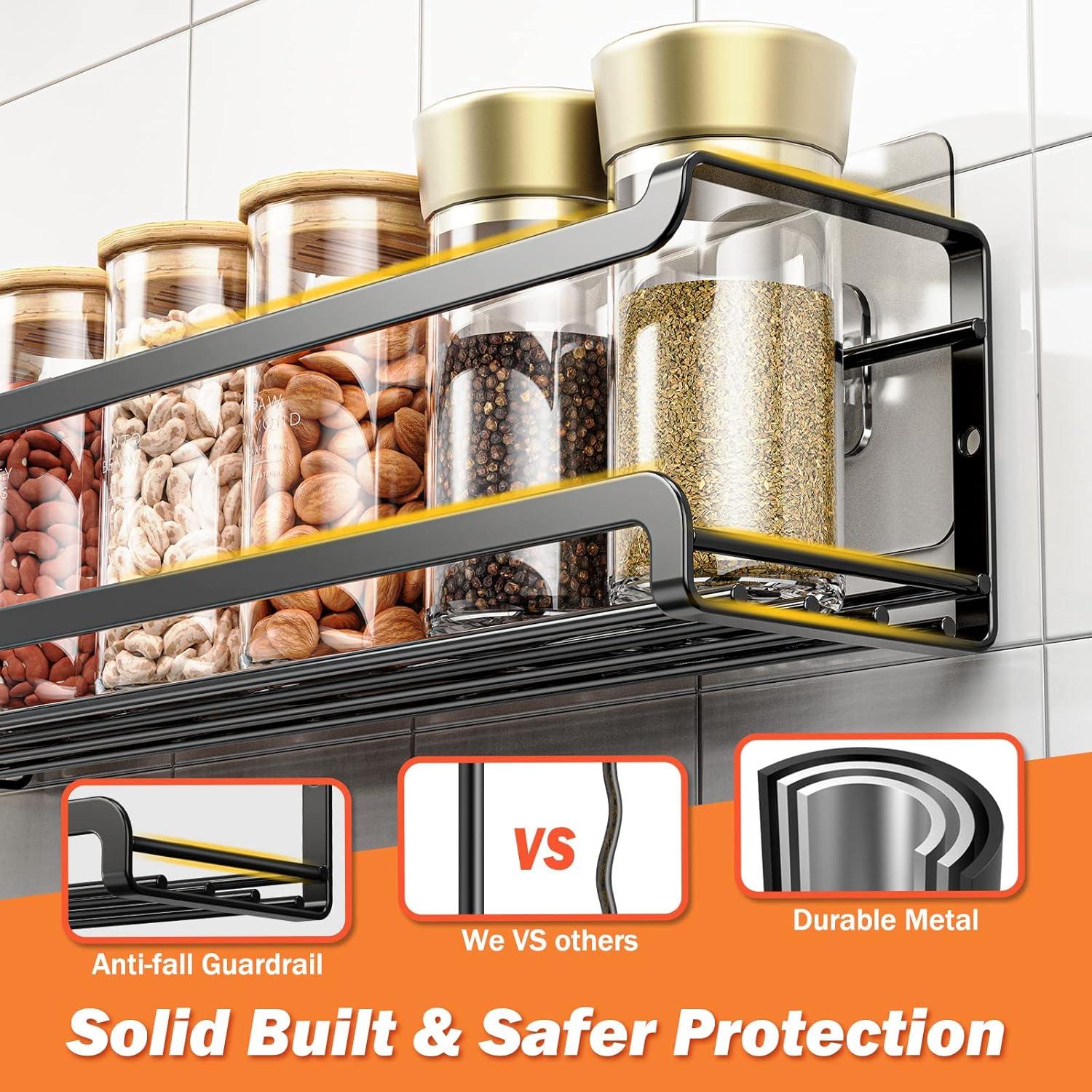 Estante de Especias Montado en Pared Bunoxea 2 Pack Negro