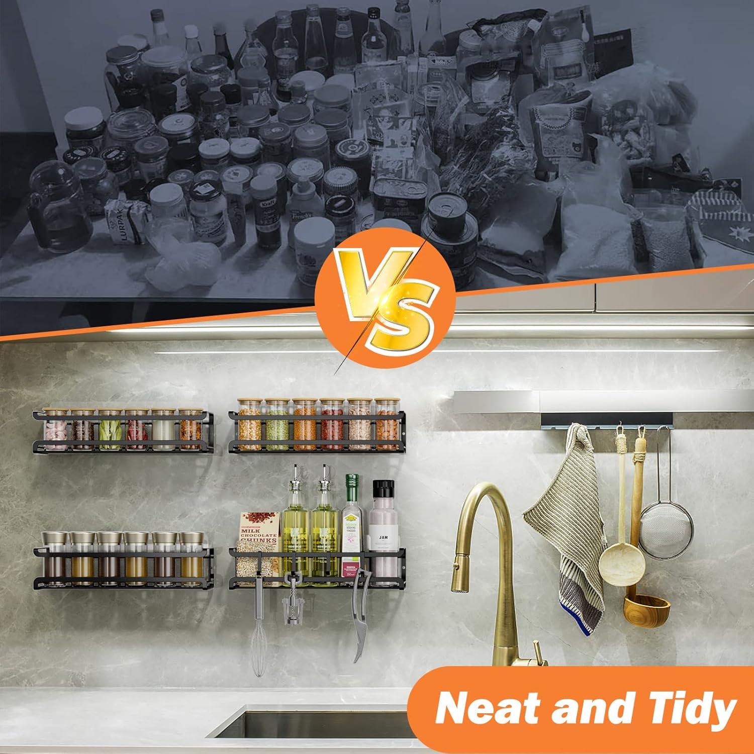 Estante de Especias Montado en Pared Bunoxea 2 Pack Negro