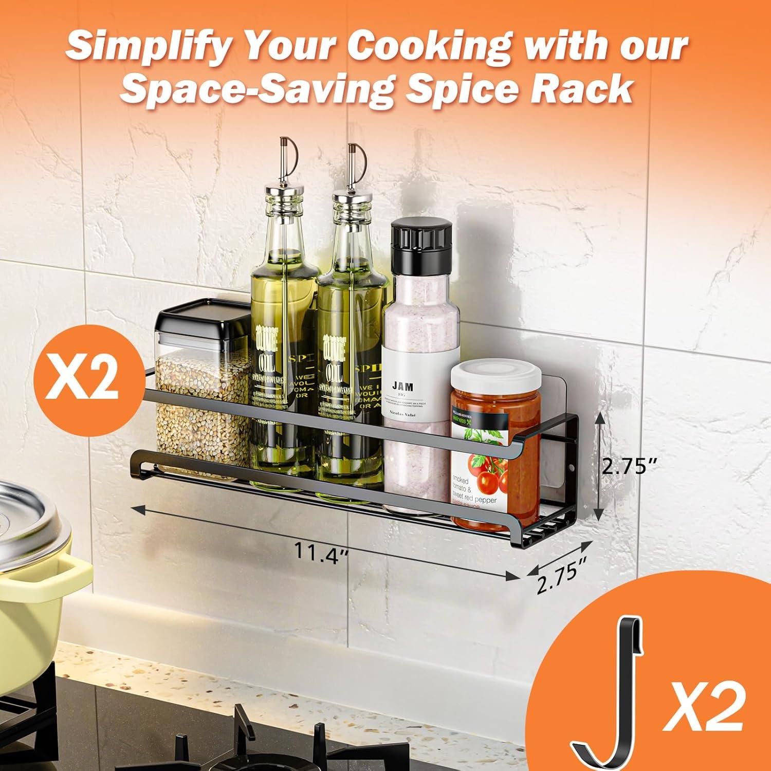 Estante de Especias Montado en Pared Bunoxea 2 Pack Negro