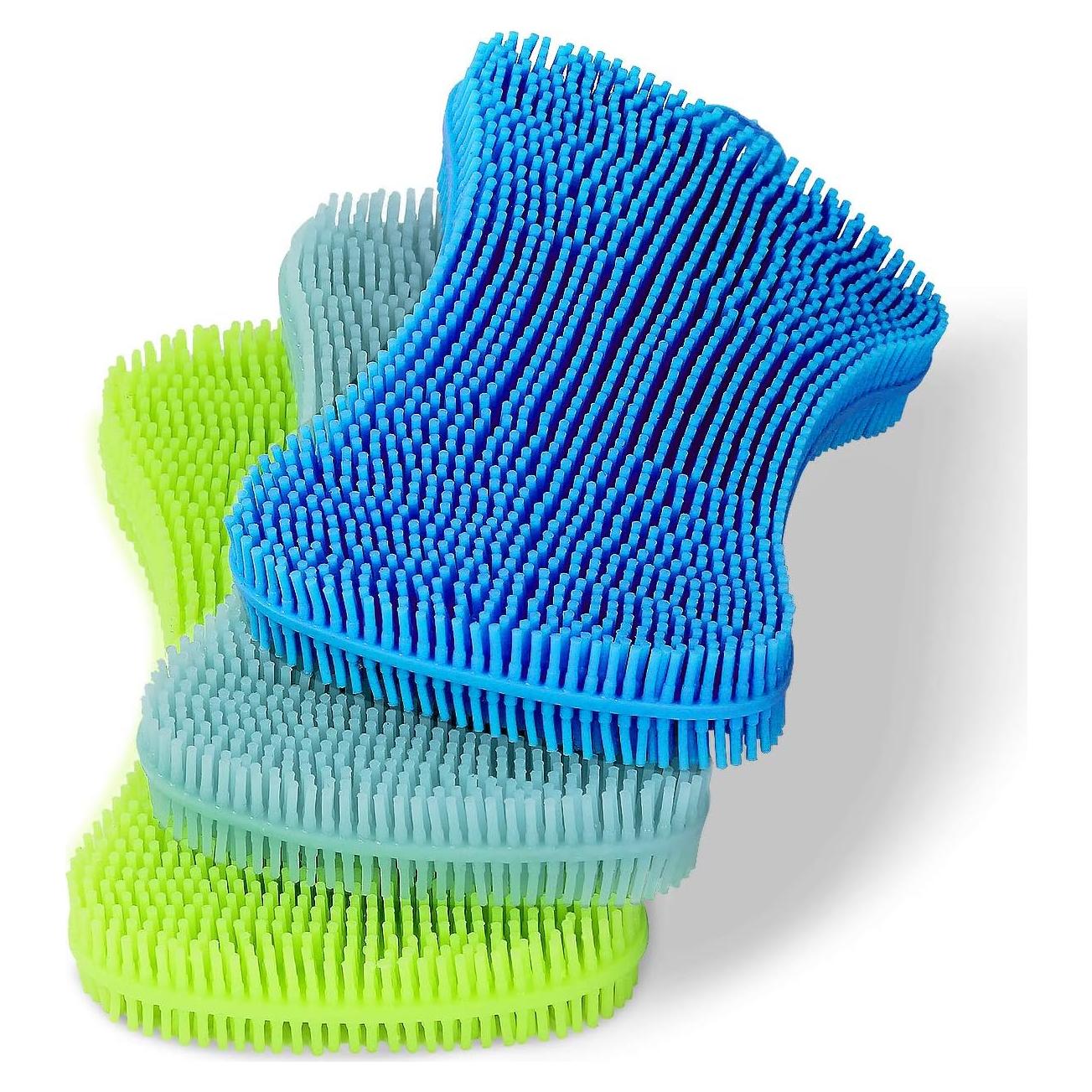 Geloo.Silicone Sponge Dish Brush, Double Sided Cleaning Brush for Dishes, Kitchen Gadgets and Accessories (3 Pack)