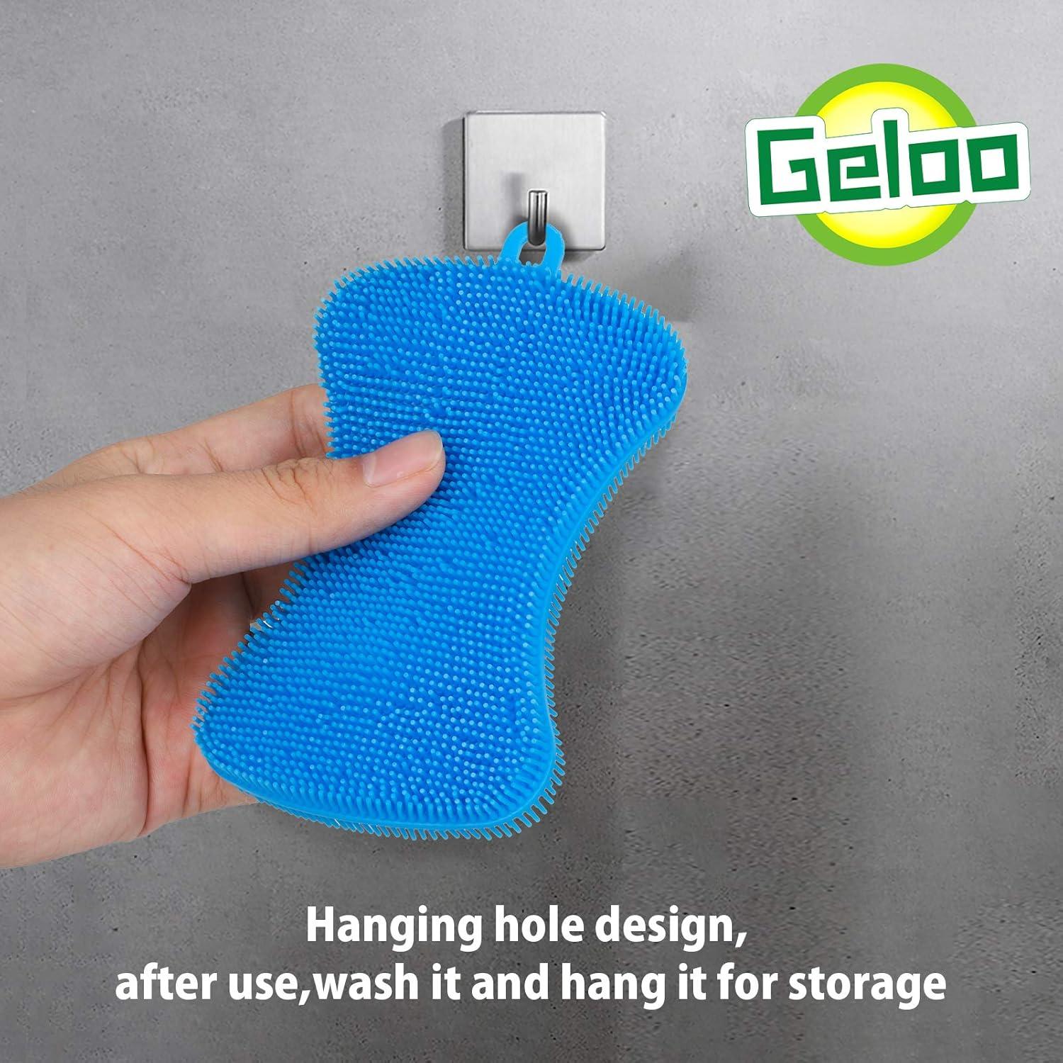 Geloo.Silicone Sponge Dish Brush, Double Sided Cleaning Brush for Dishes, Kitchen Gadgets and Accessories (3 Pack)
