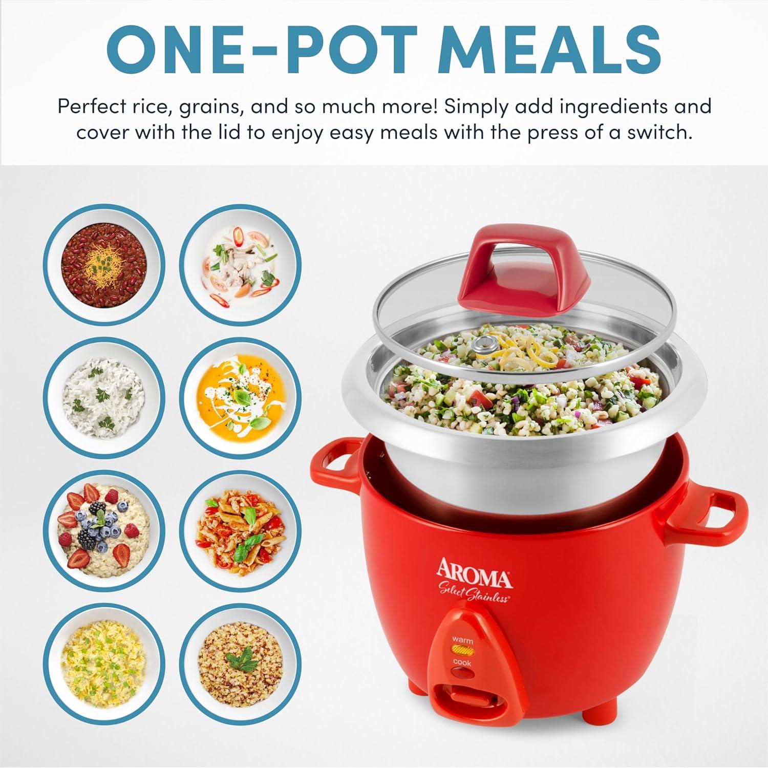 Cocedor de Arroz Aroma ARC-753SGR Acero Inoxidable 6 Tazas