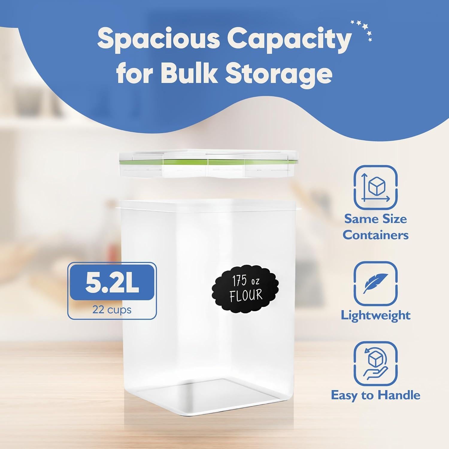 Juego de 4 Cajas de Almacenamiento Chef's Path 5.2L Herméticas