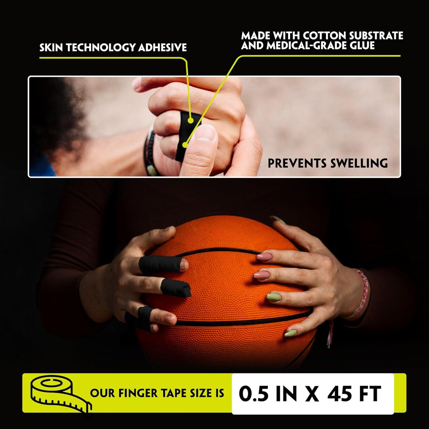 Cinta para Dedos EAGLES Negra 6 Piezas 1.27 cm x 13.72 m