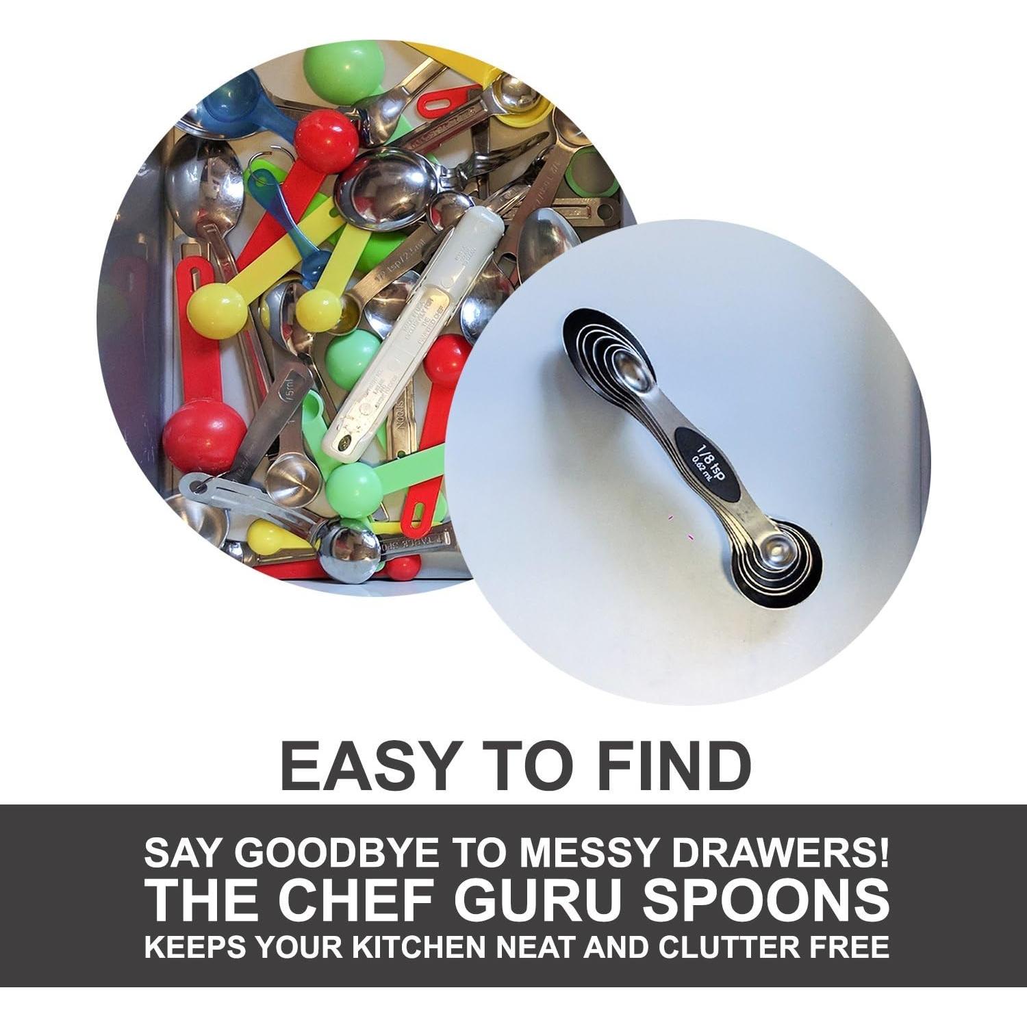 Juego de cucharas medidoras magnéticas El Chef Guru 6 piezas