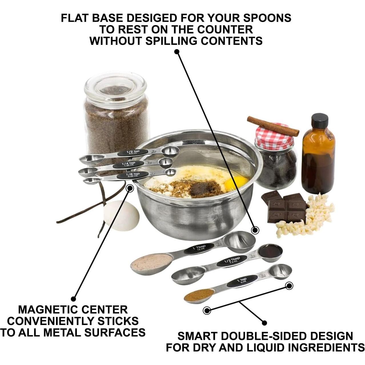 Juego de cucharas medidoras magnéticas El Chef Guru 6 piezas