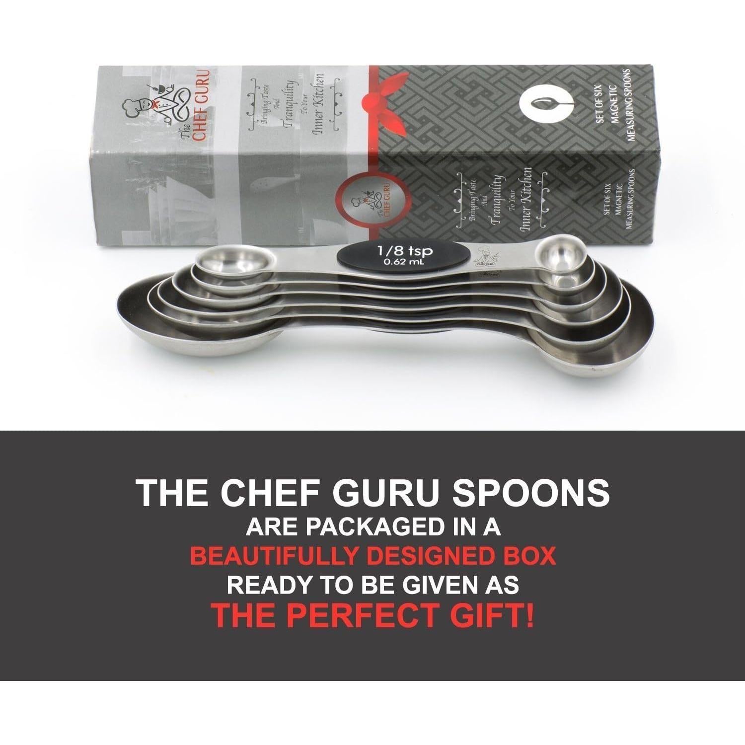 Juego de cucharas medidoras magnéticas El Chef Guru 6 piezas